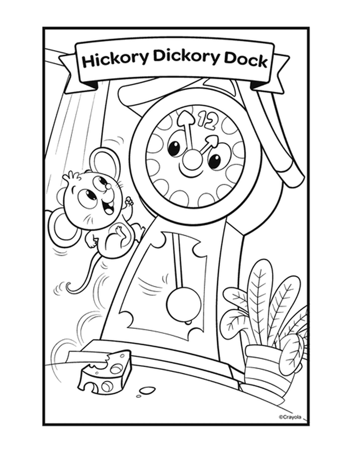  The Hickory Dickory Dock with a clock and a mouse 