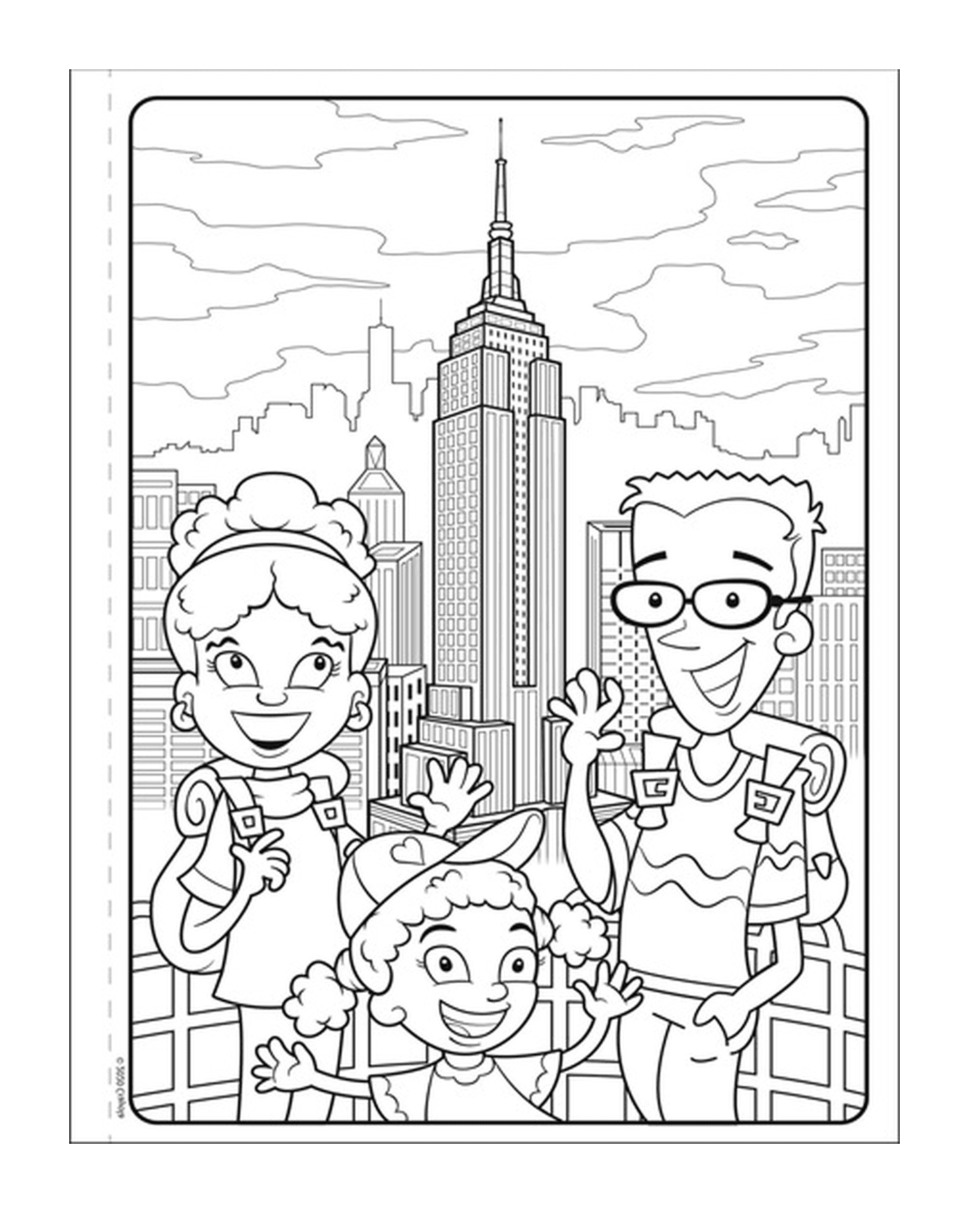 Eine Gruppe von Menschen vor dem Empire State Building in New York 