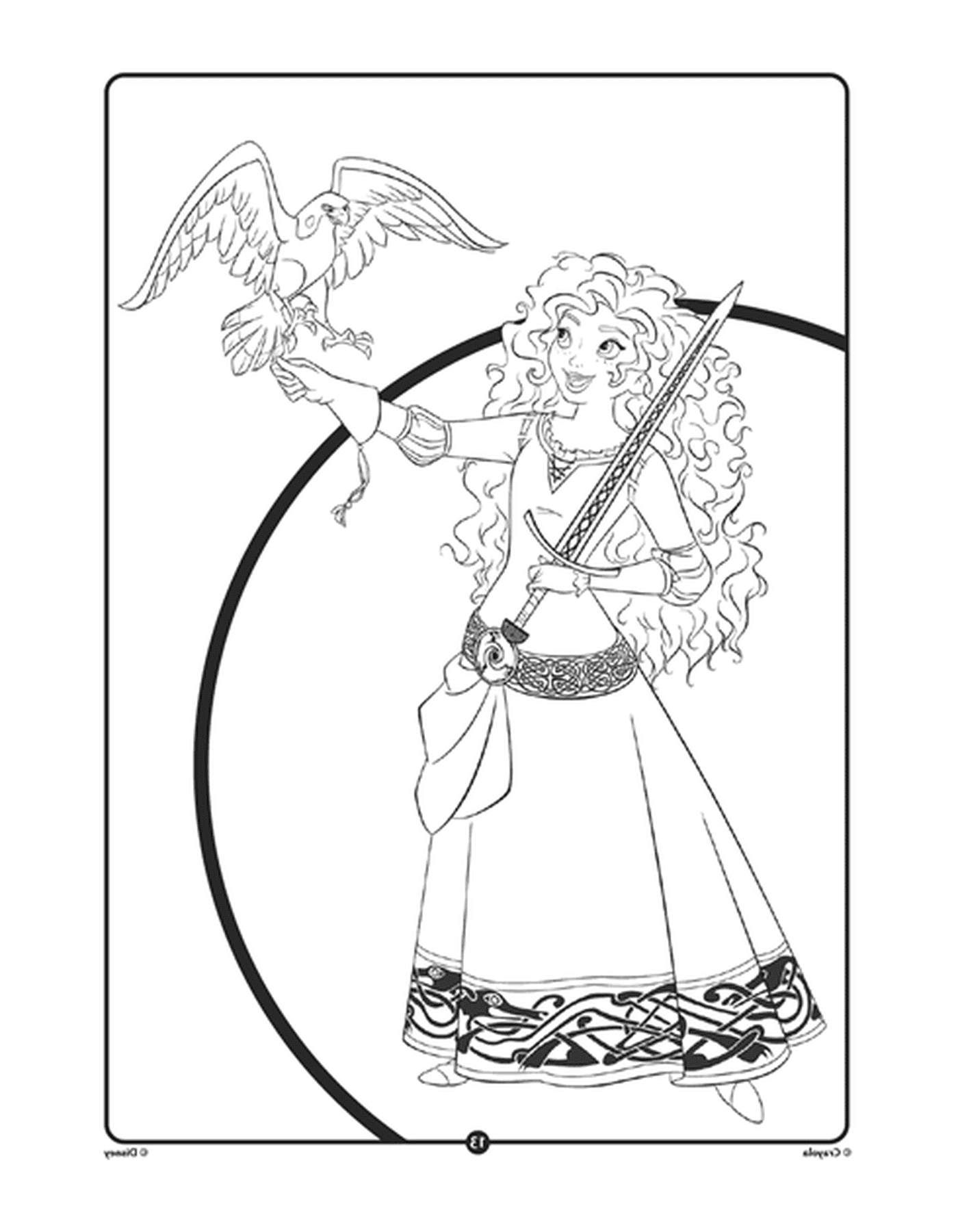 Мерида, принцесса Дисней, держащая птицу 