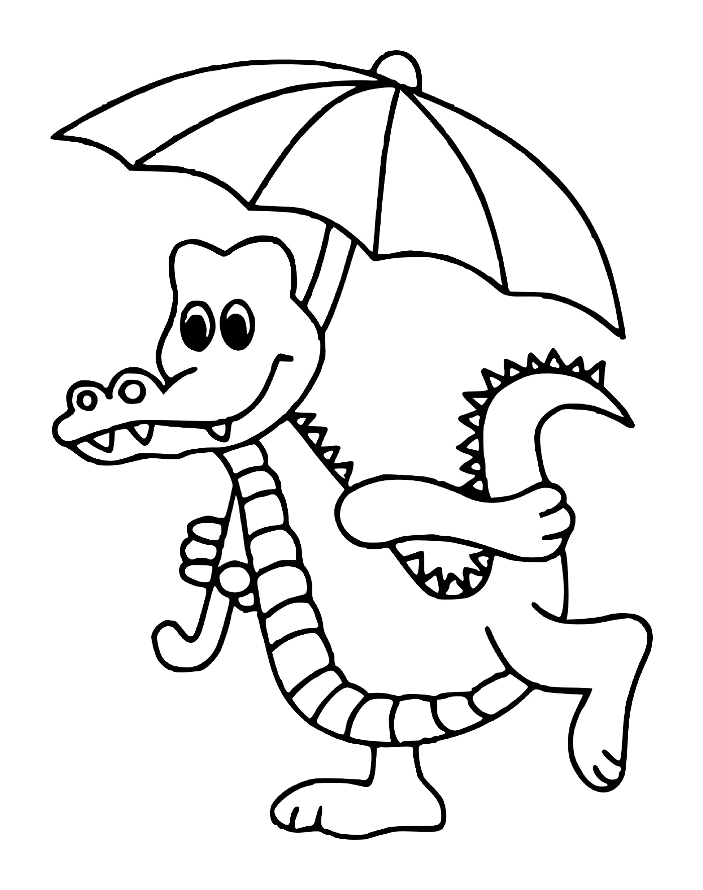  Ein Krokodil, das einen Regenschirm hält 