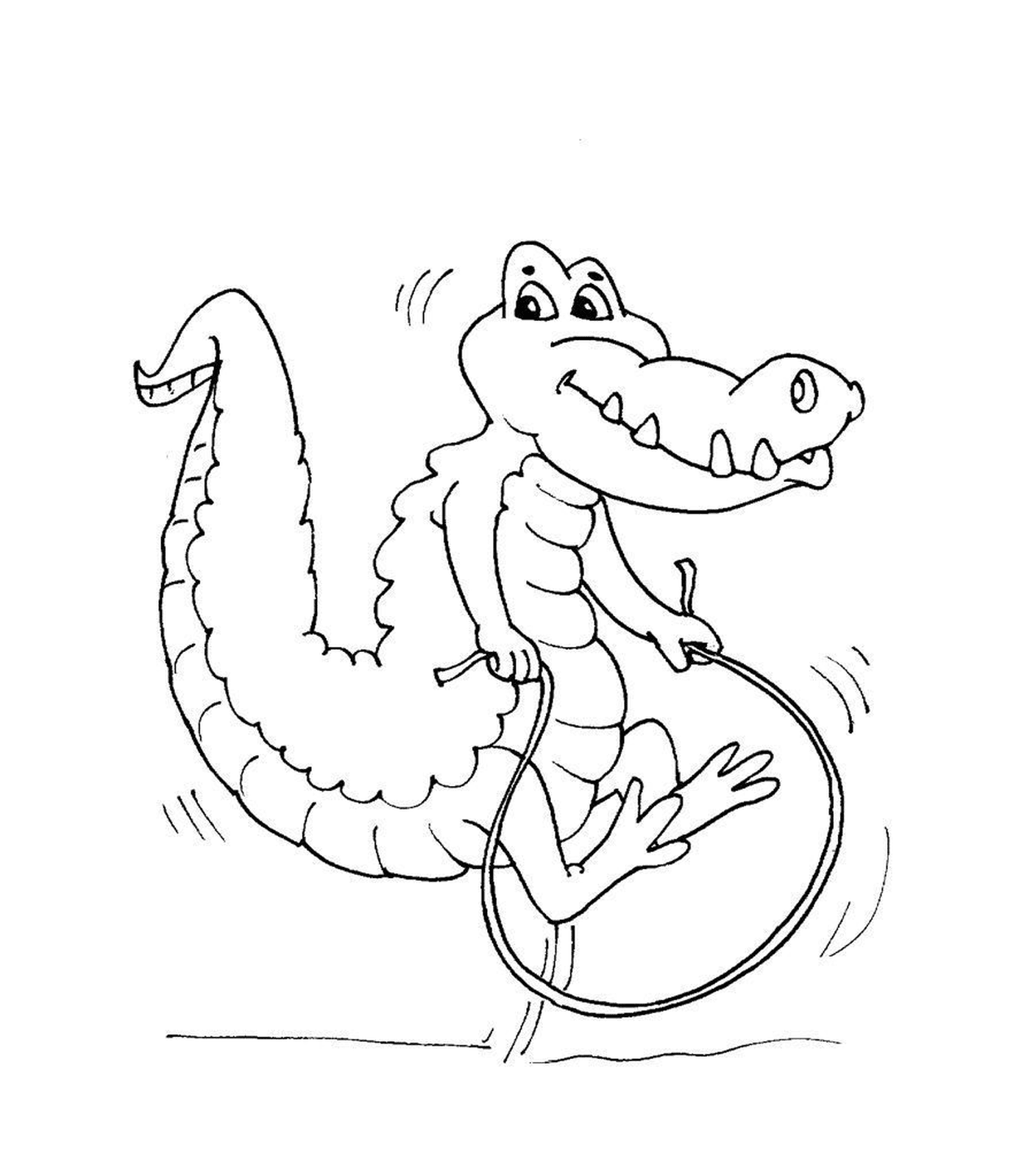  A crocodile jumping rope 