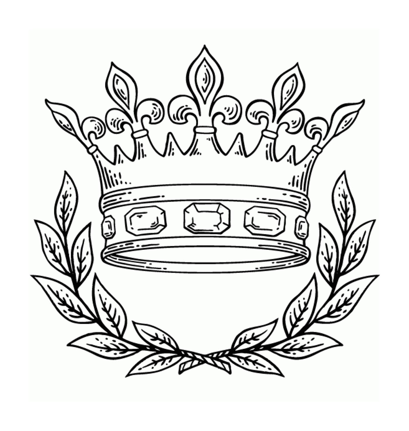  Una corona y una corona de laurel 
