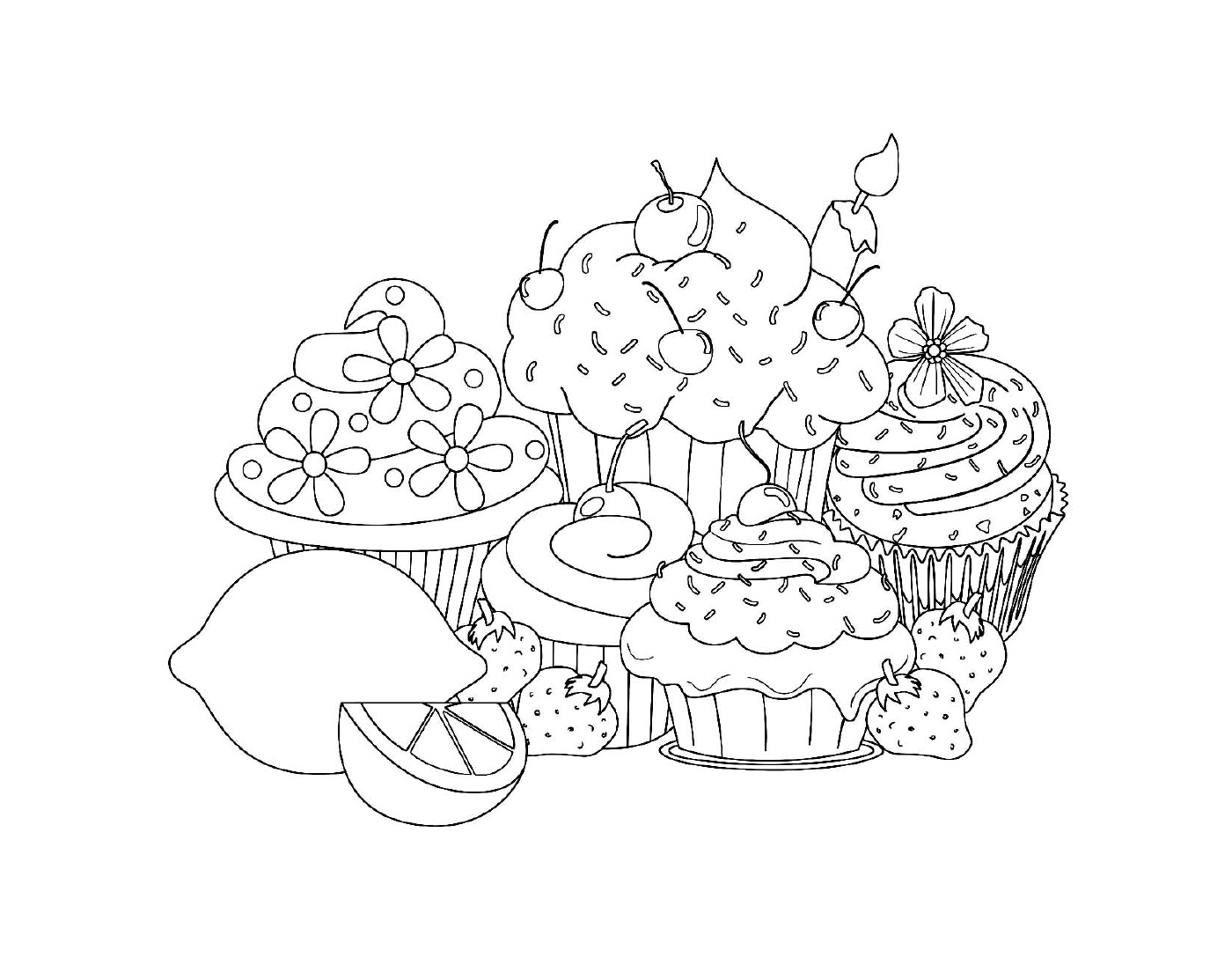  Beautiful coloring pages with sweet cupcakes 