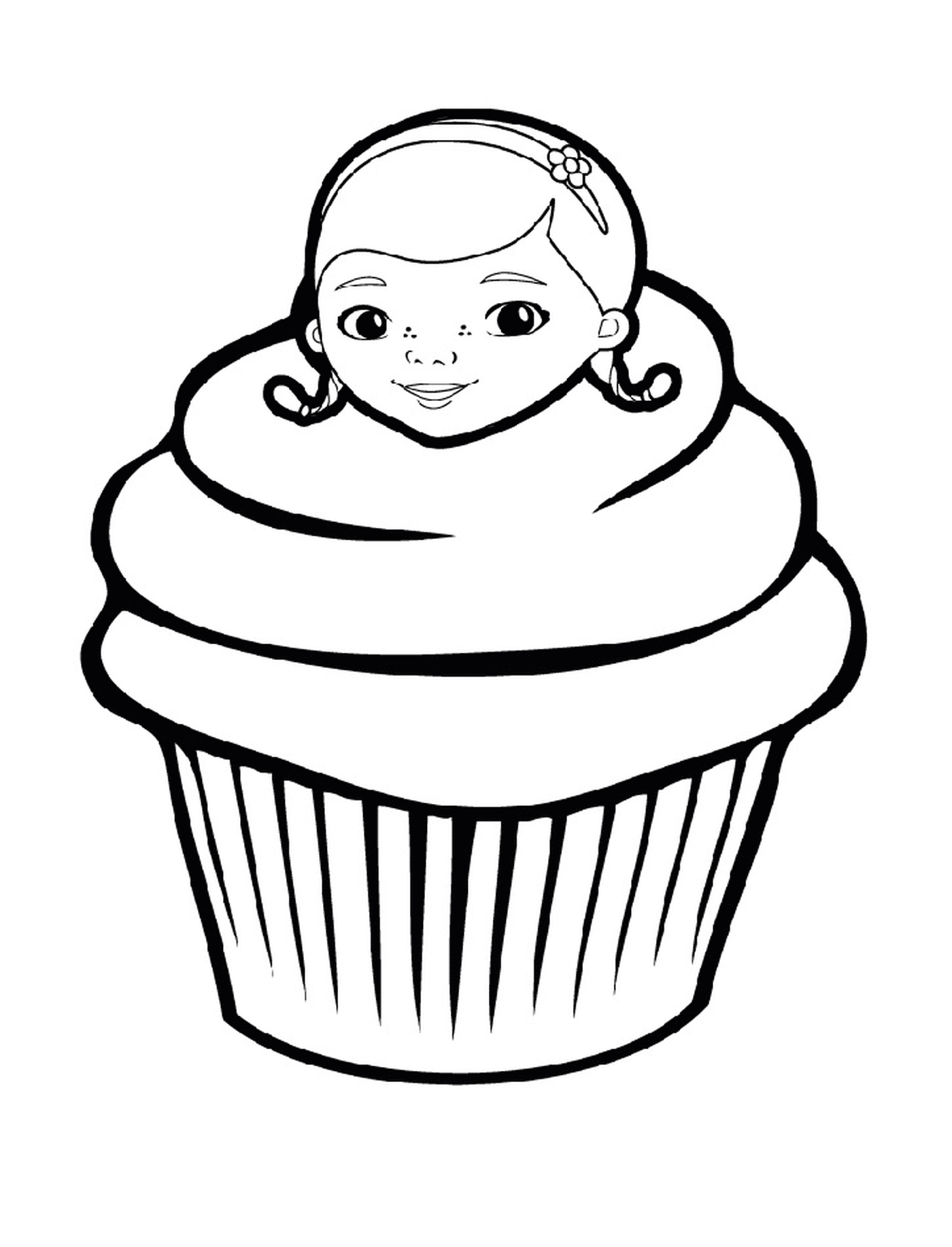  A cupcake from Doc McStuffins, with a woman's face 