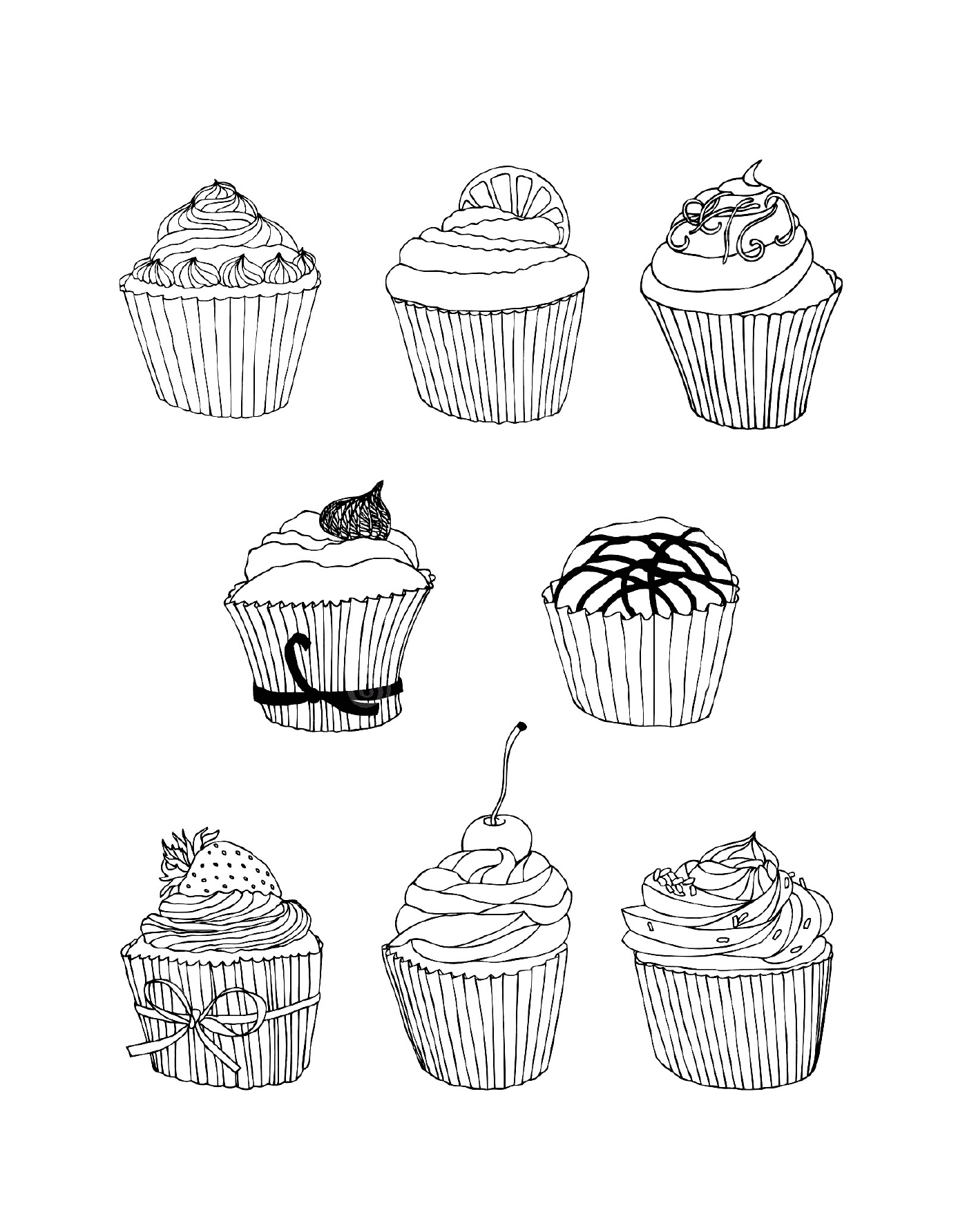  Free cupcakes drawn 