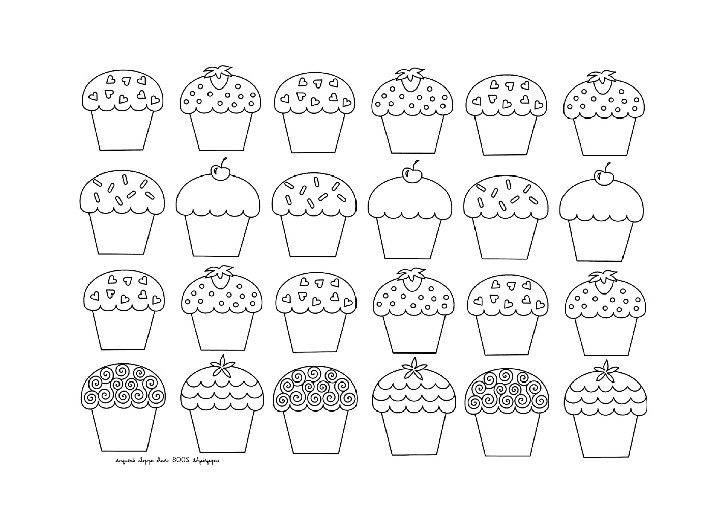  A mosaic of children's cupcakes, of different types 