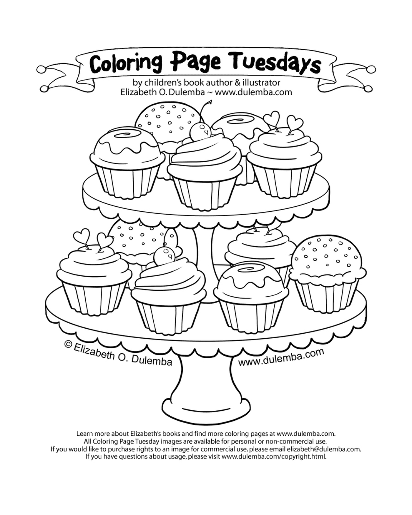  Colouring pages with 125 cupcakes 