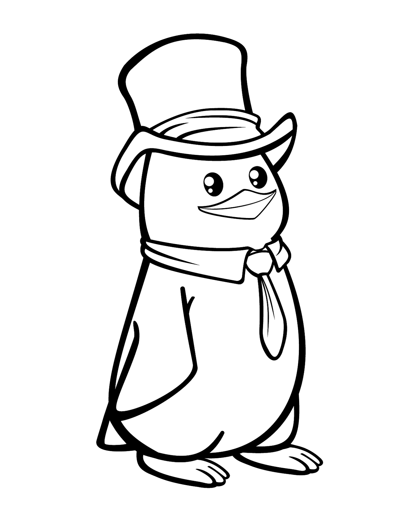  Un pinguino con un cappello e una cravatta 