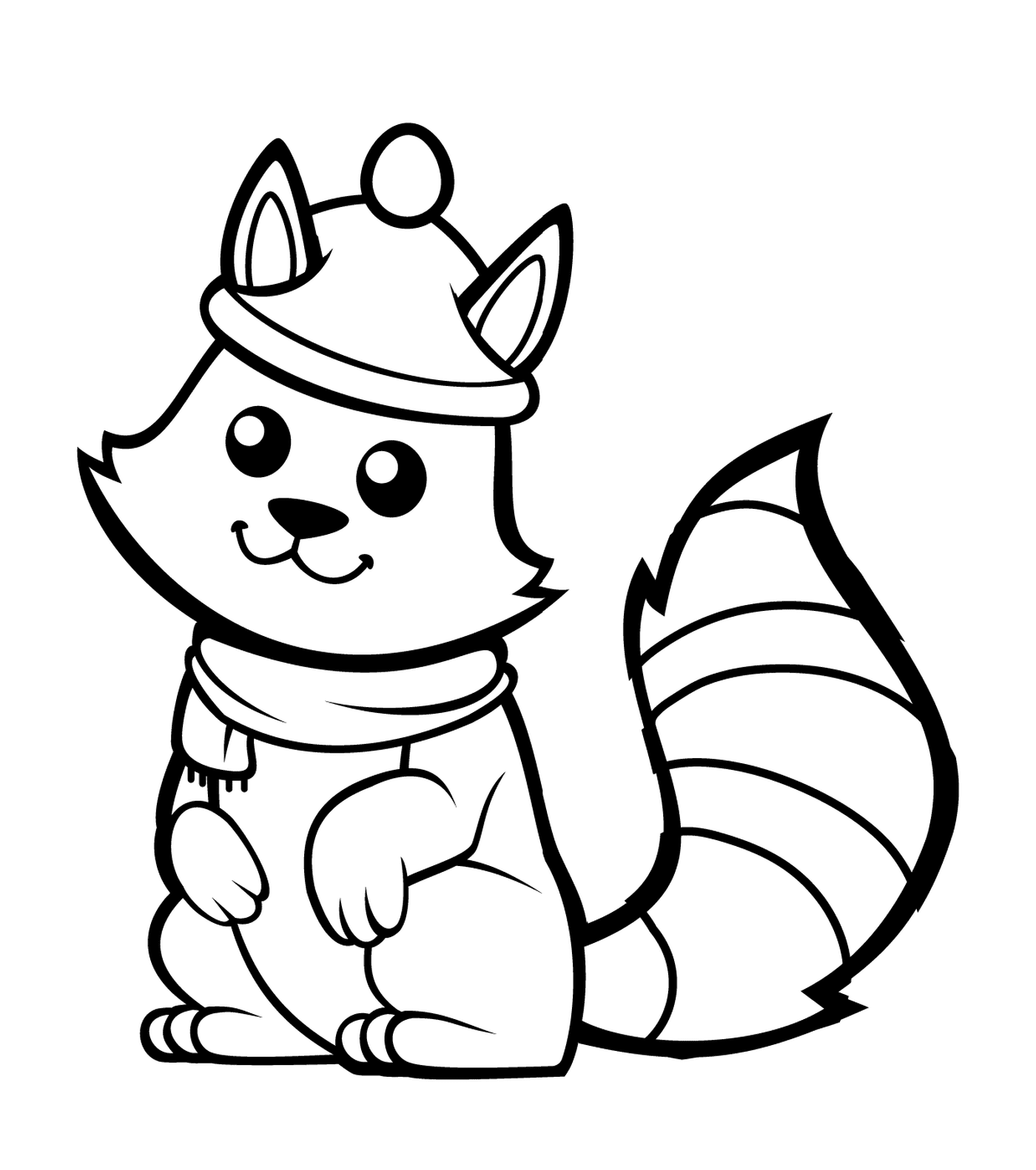  Ein Eichhörnchen mit einem schönen Hut und einem Schal 