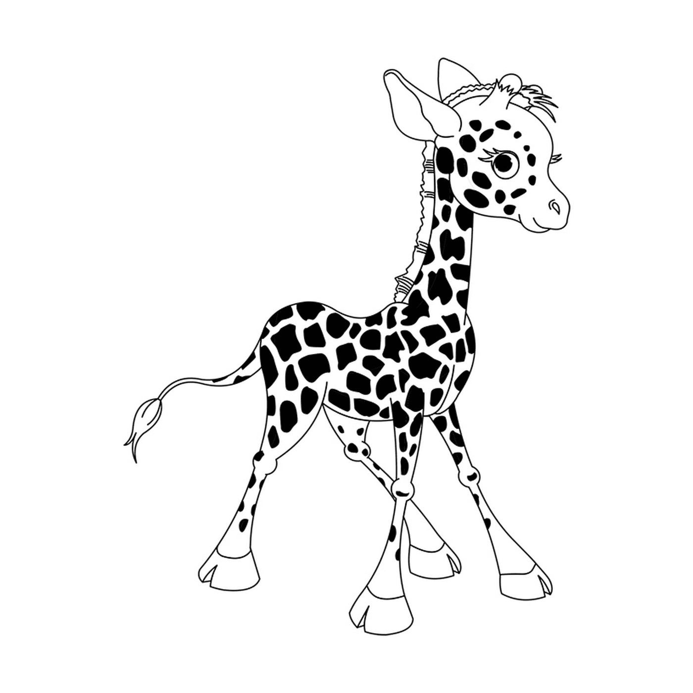  Un bebé jirafa de pie 