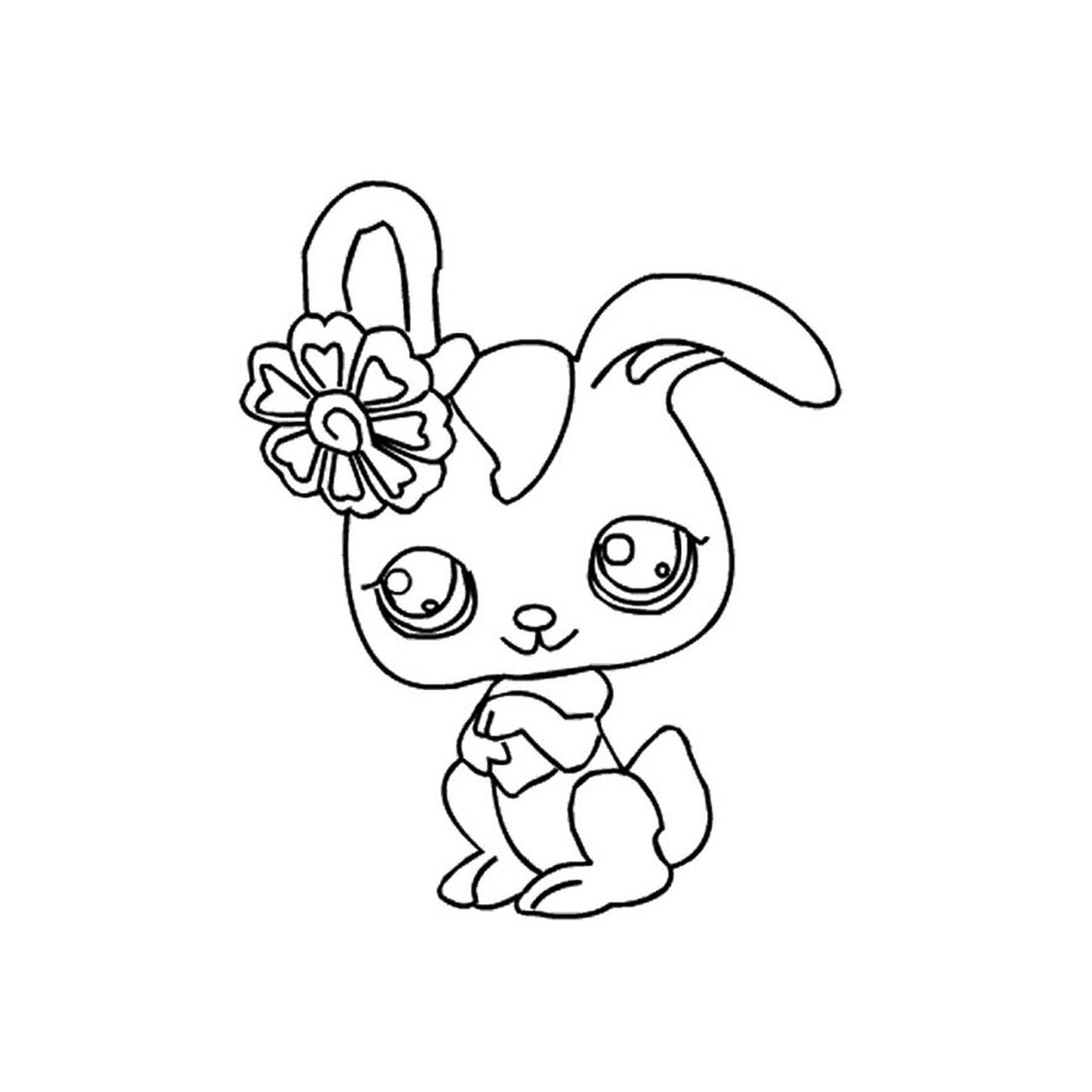  Un conejo con una flor en el pelo 