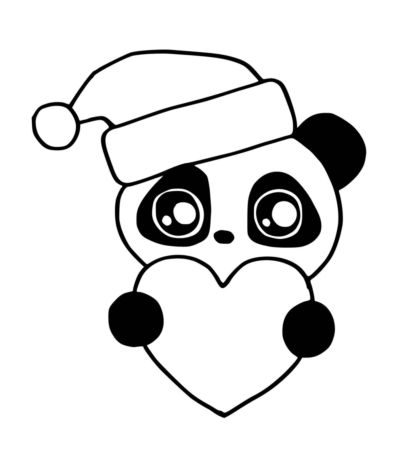  Милая панда в рождественской шляпе 