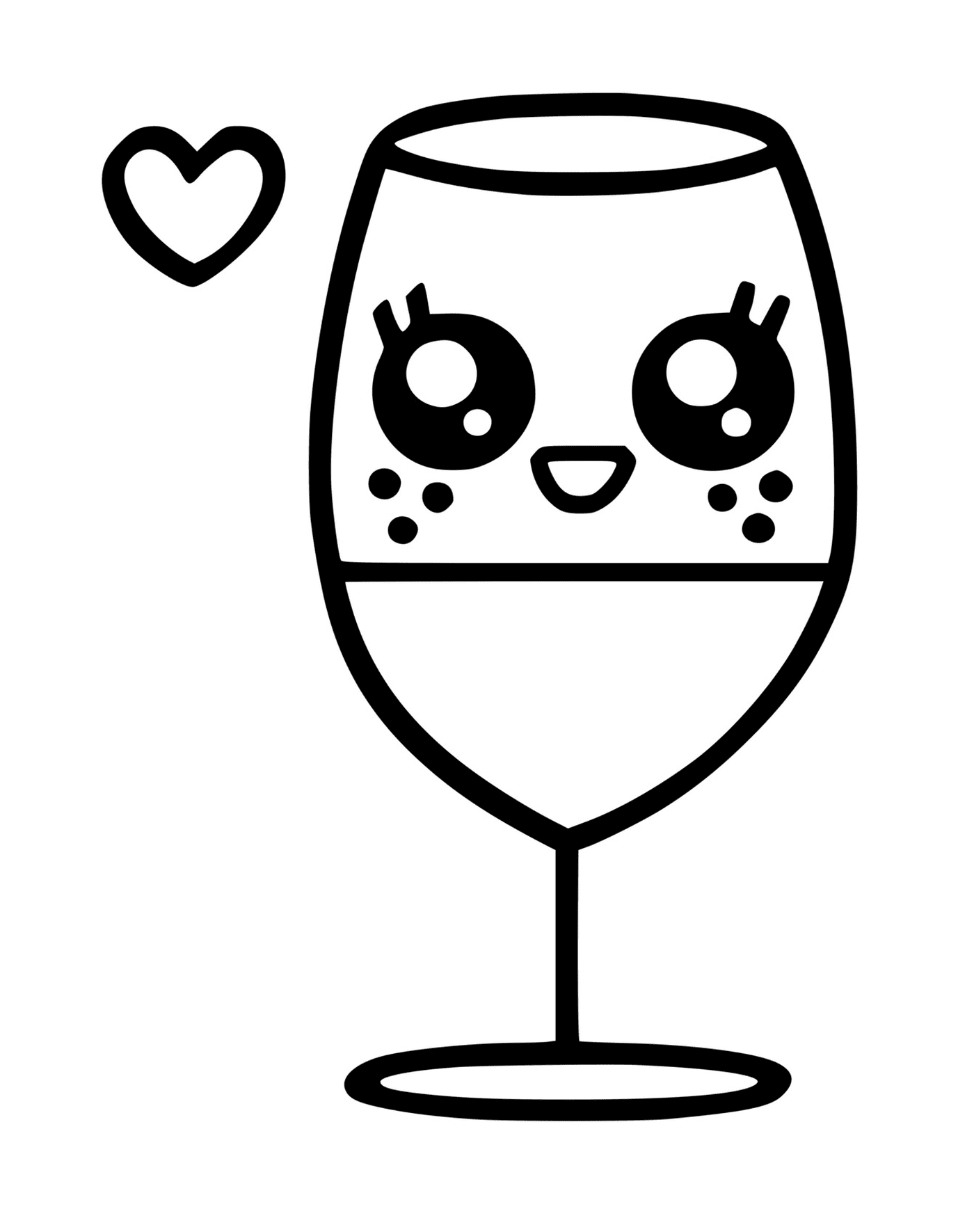  Ein Weinglas mit einem auf ihn gezeichneten Gesicht 