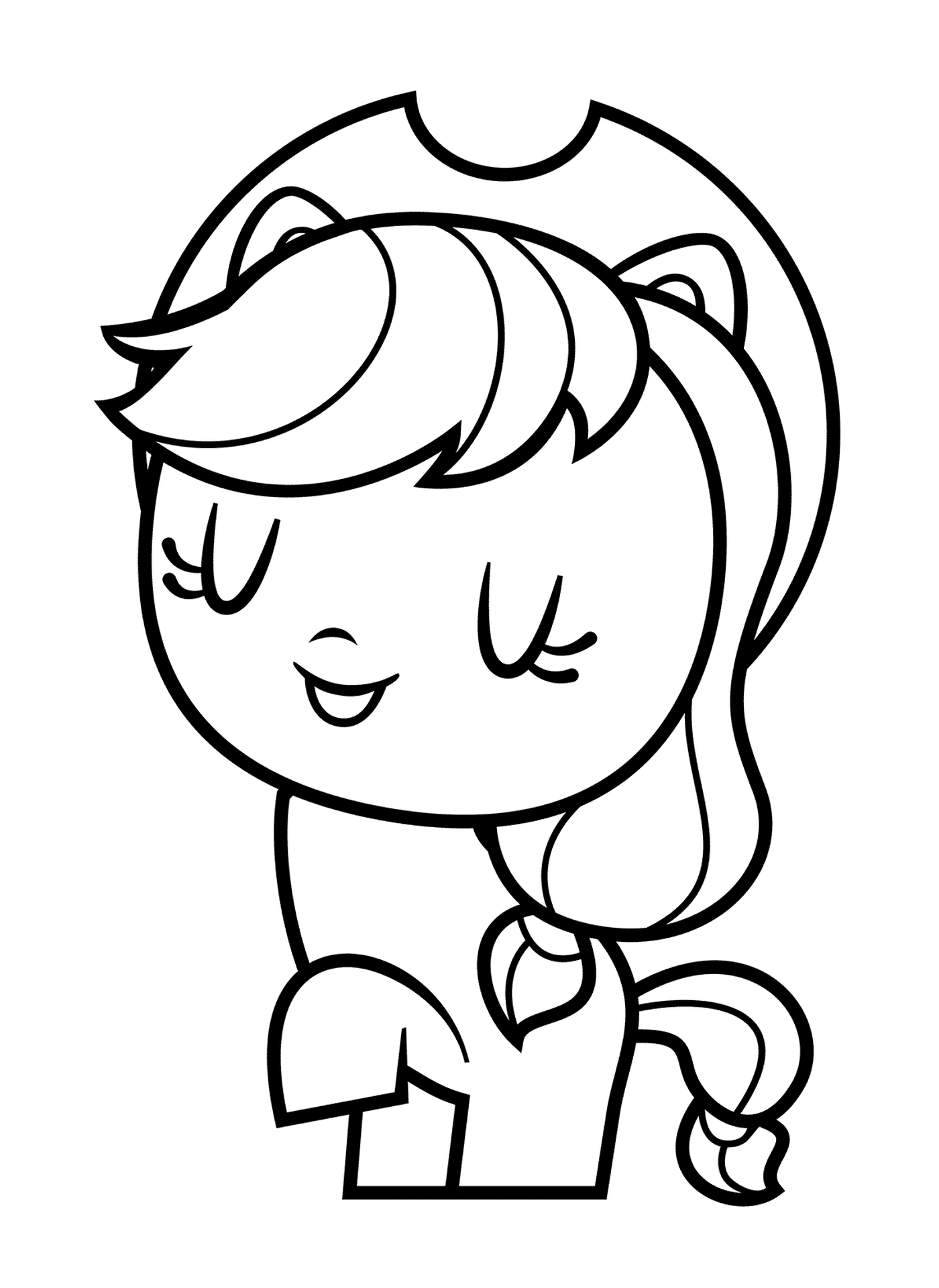  Applejack's MLP, with a little girl sitting and smiling 