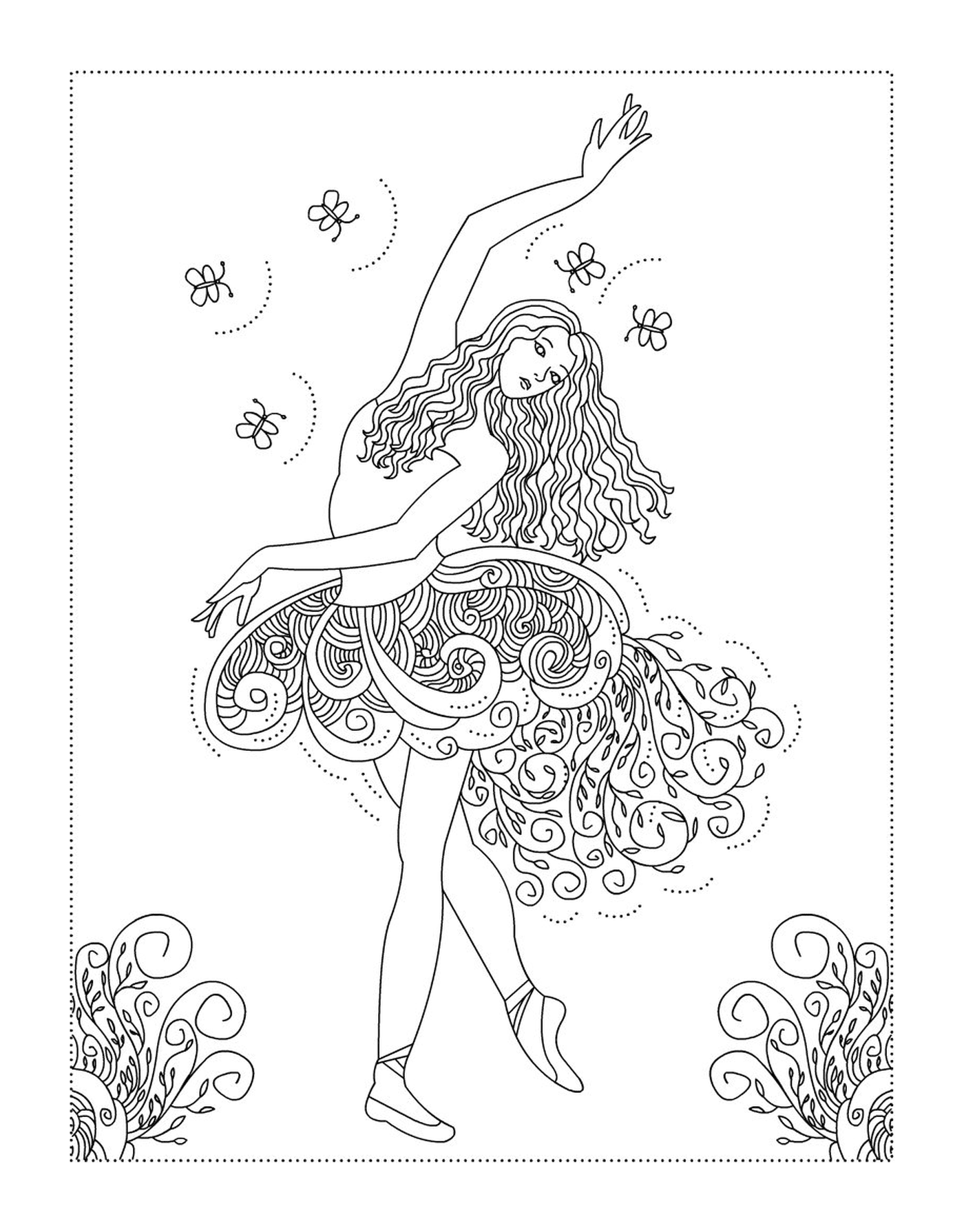  Bailarina Mandala adulto elegante 