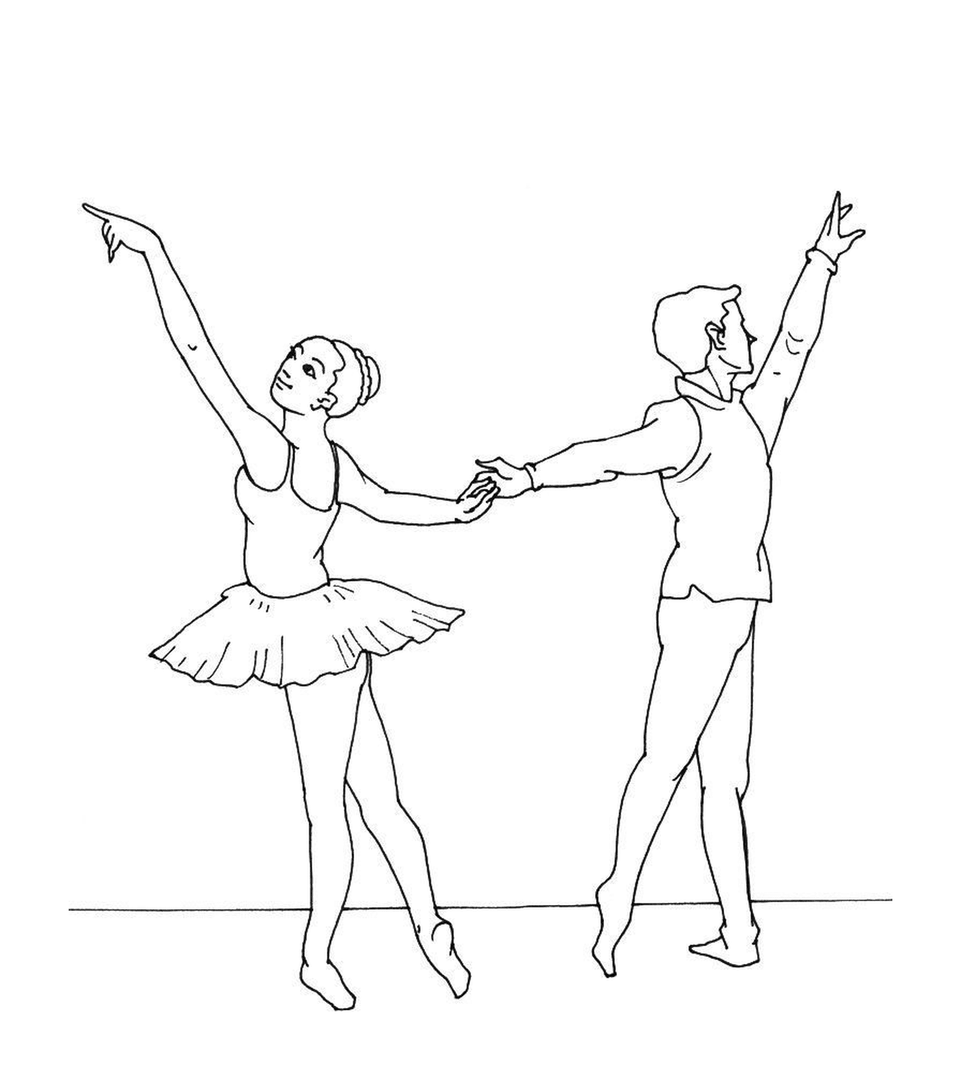  Танцор и танцор держатся за руку 