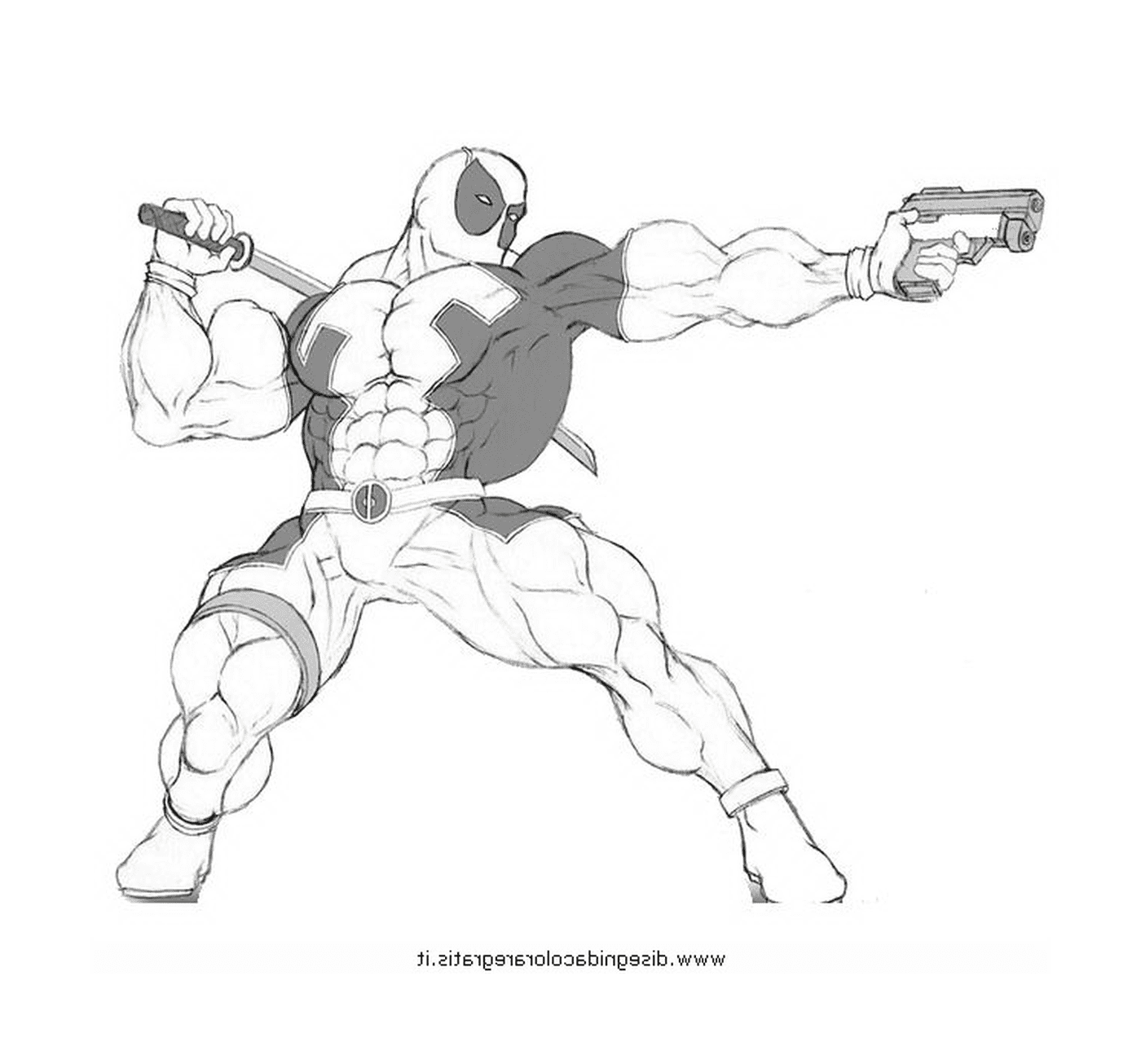  Deadpool a colore 4 con un fucile 