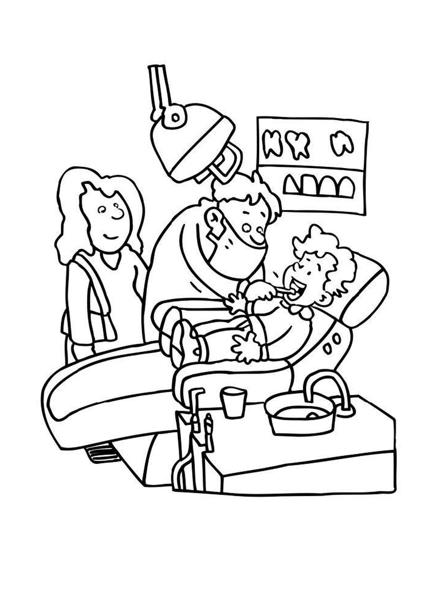  Ребенок и его мать посещают стоматолога 