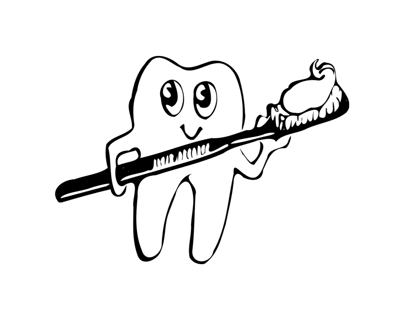  Zahn mit einer Zahnbürste 
