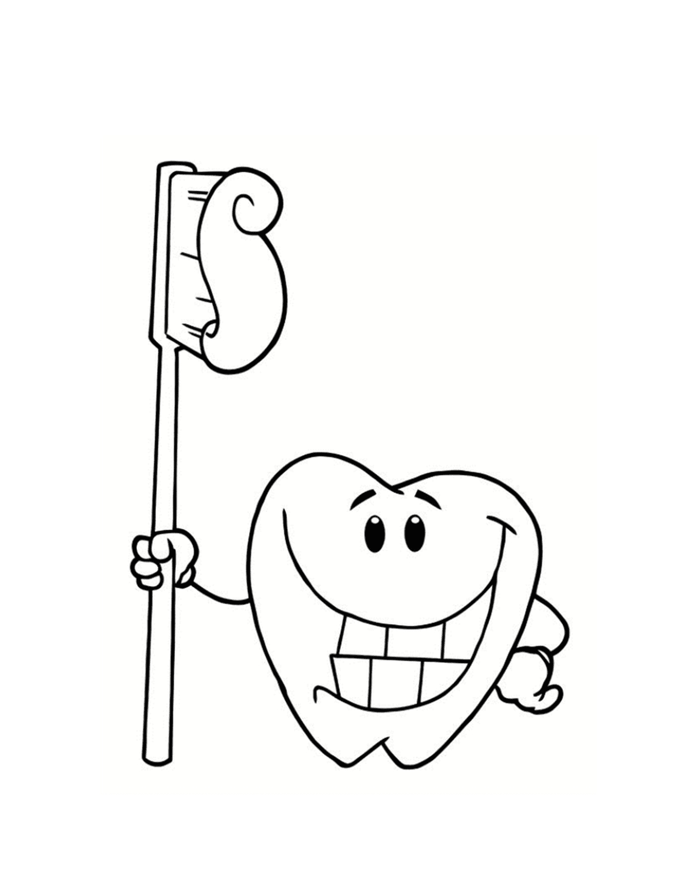  Smiling tooth with toothbrush 