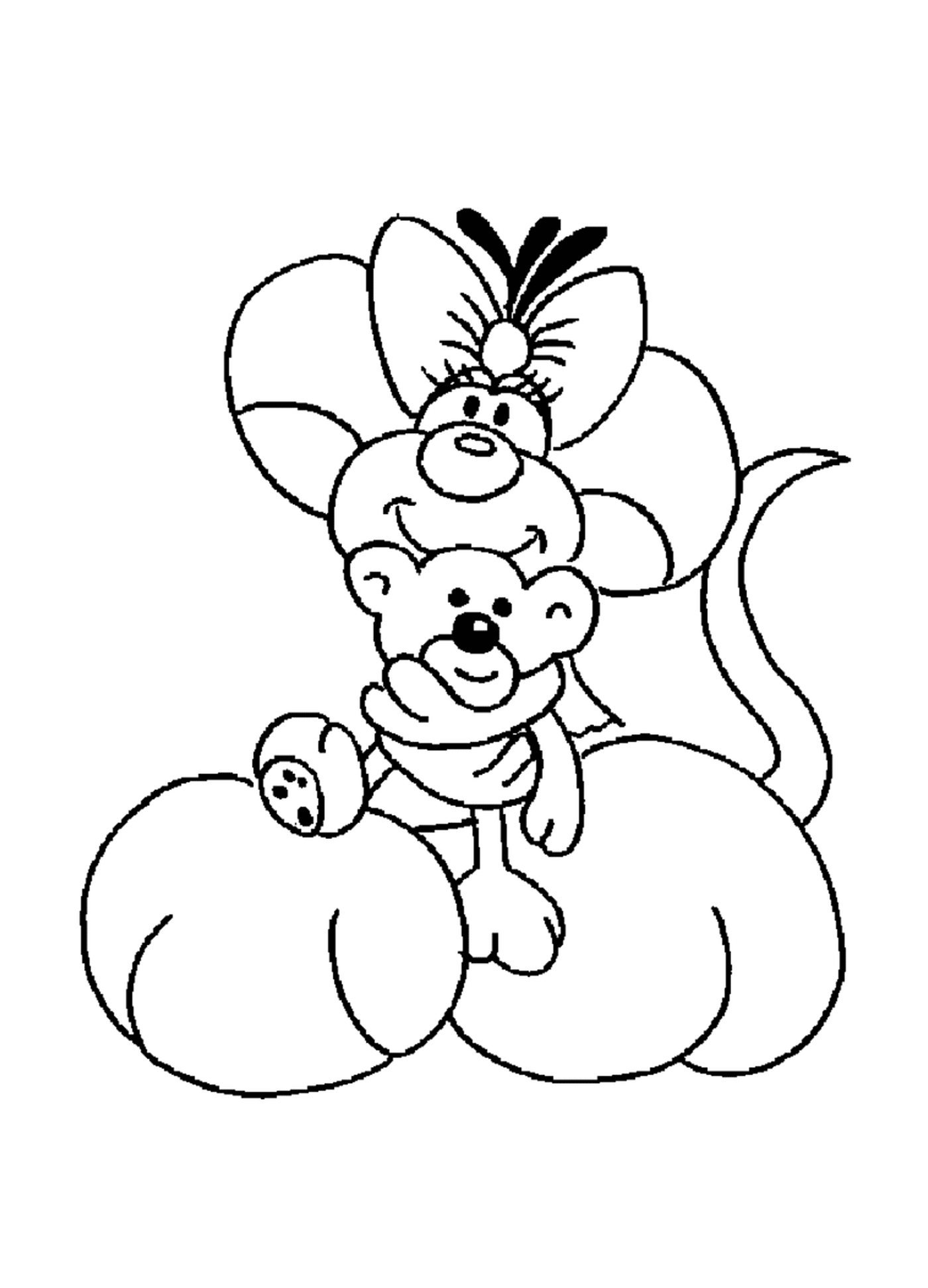  Minnie Maus sitzt auf einem Kürbis 