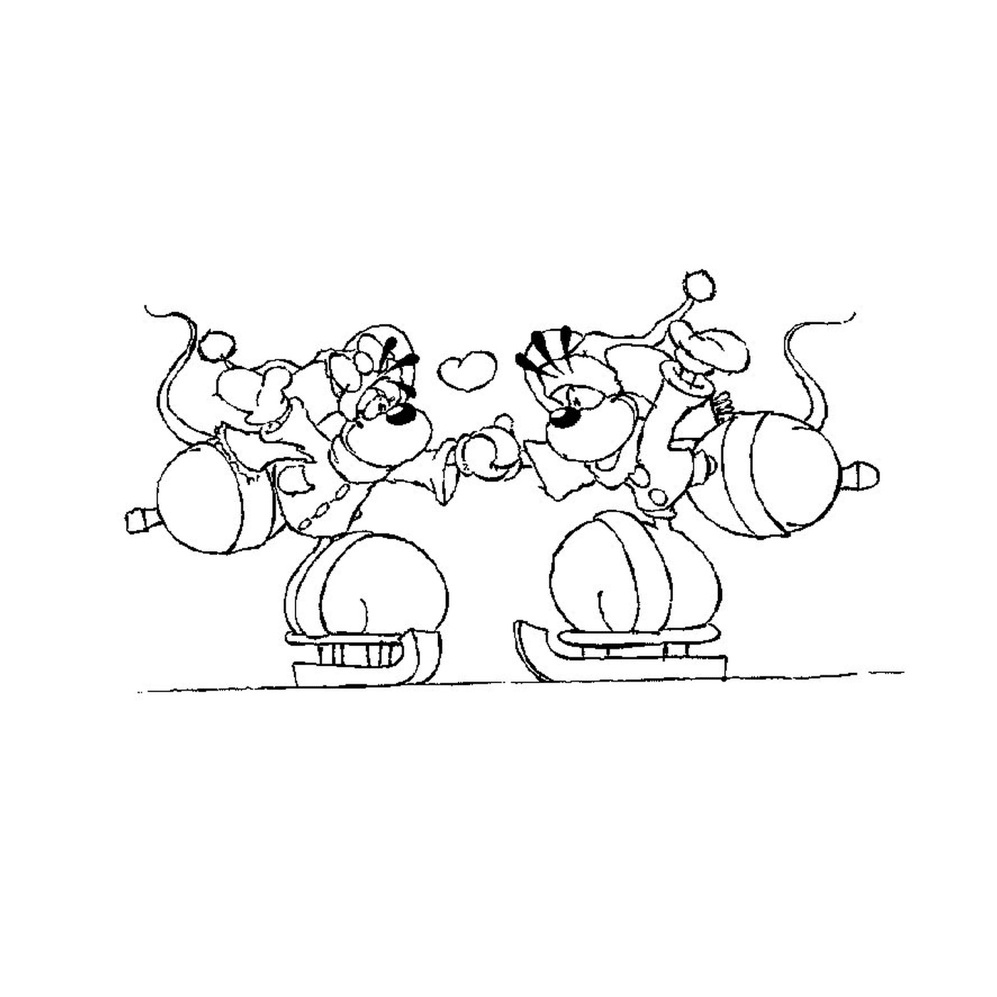  Un paio di cani da cartone animato in piedi insieme 
