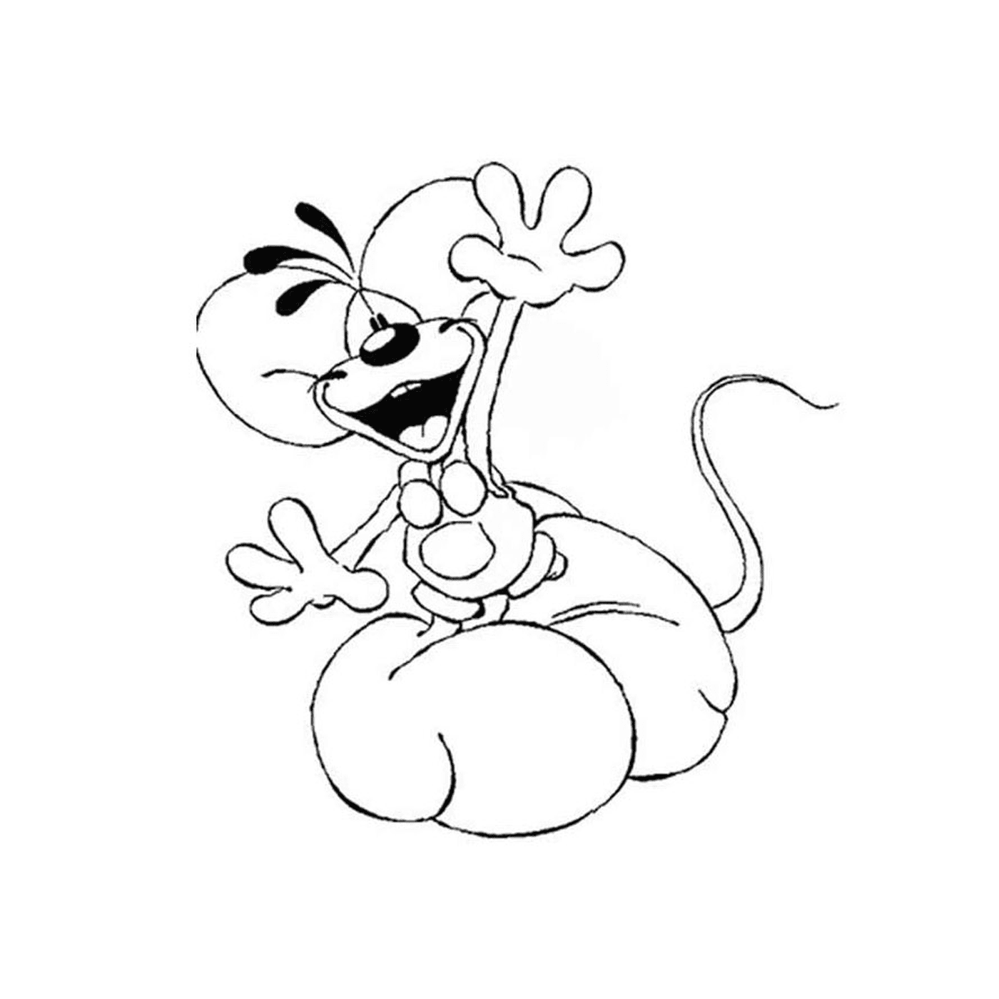  A cartoon mouse sitting on his back legs 