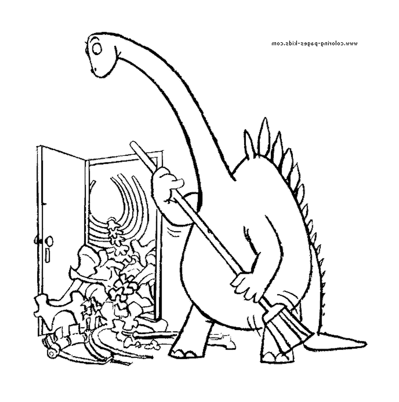  Dinosaurio limpiando el suelo 