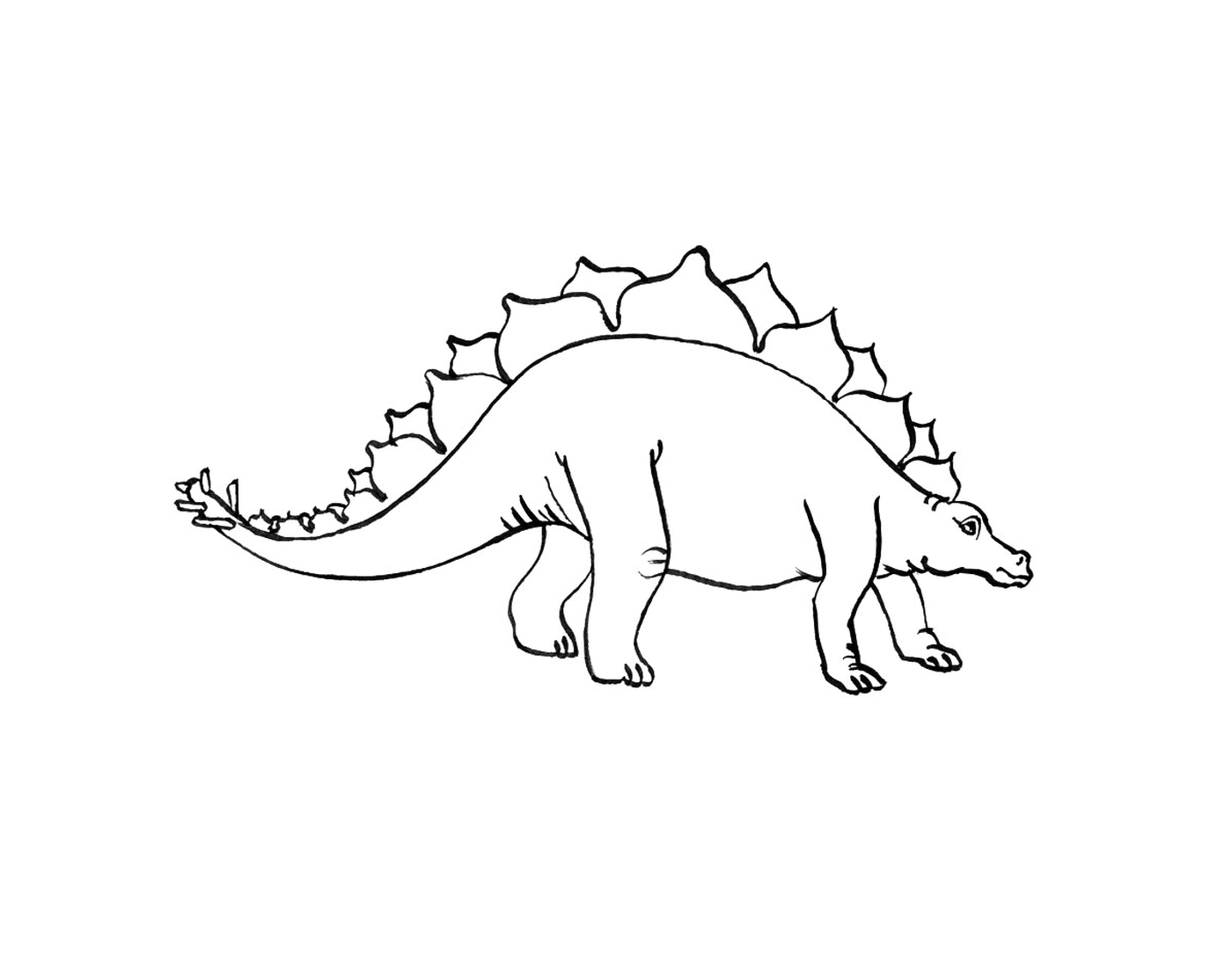  Stegosaure stehend in einer schwarz-weißen Zeichnung 