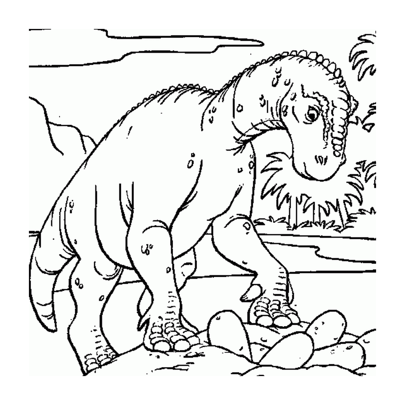  Динозавр лазает по скалам 