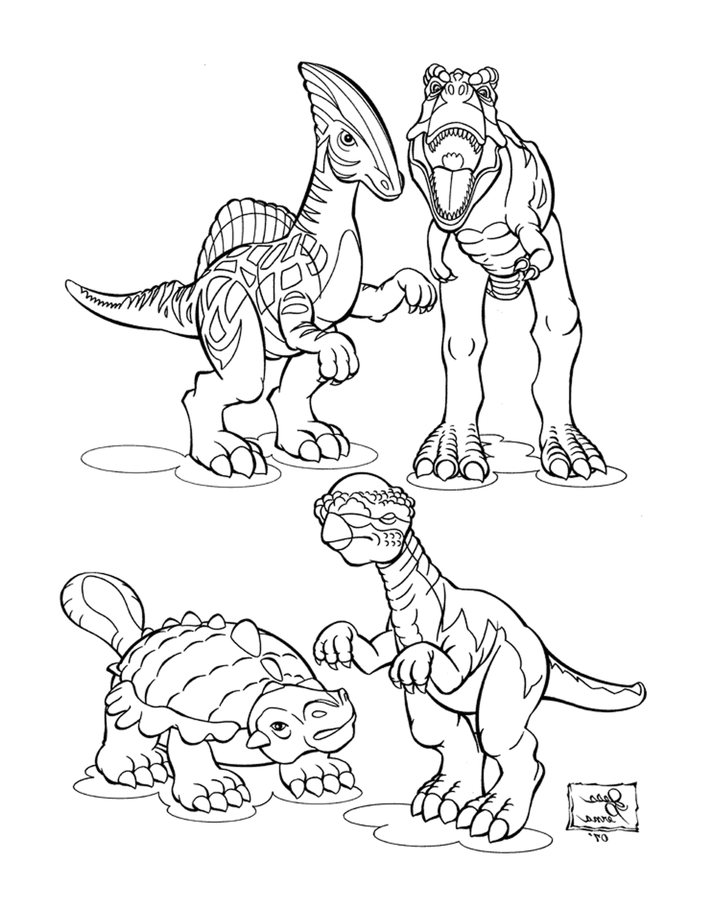  Gruppe von Dinosauriern, die zusammenhalten 