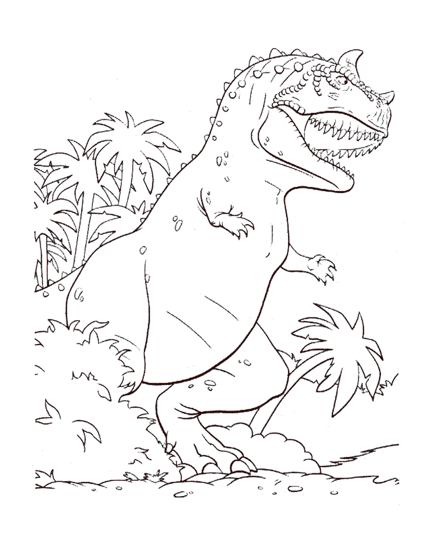  Un tirannosauro in piedi nell'erba 