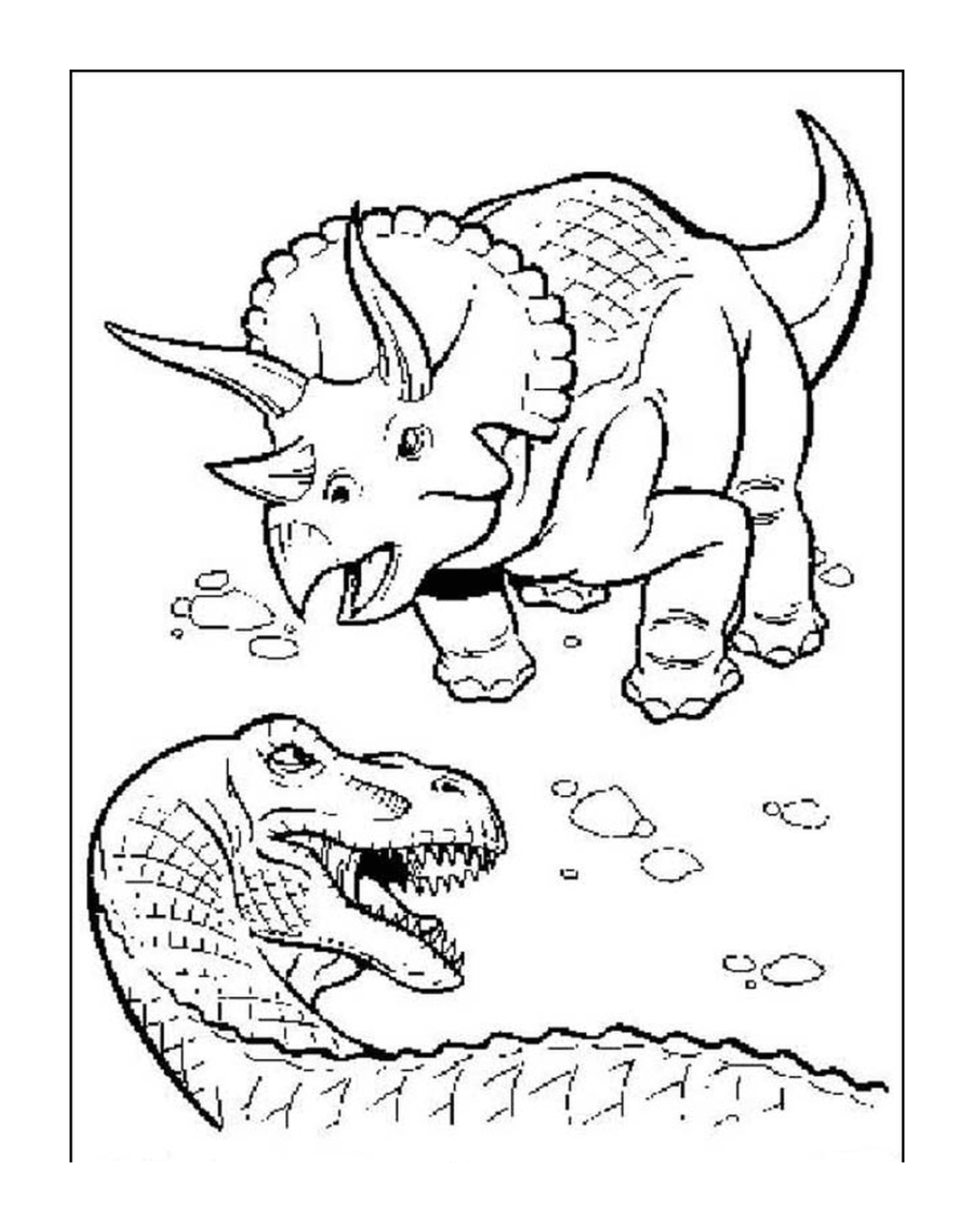  A triceratops and a tyrannosaur 