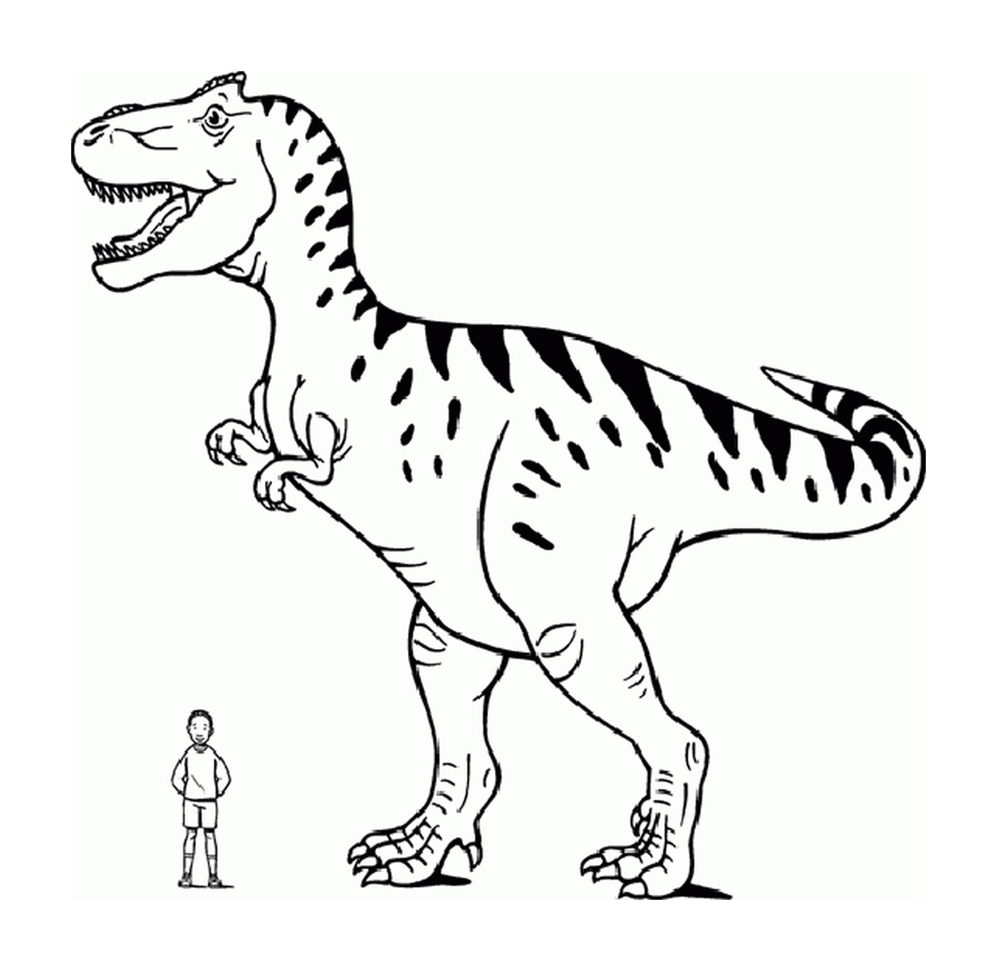  A tyrannosaur standing next to a person 