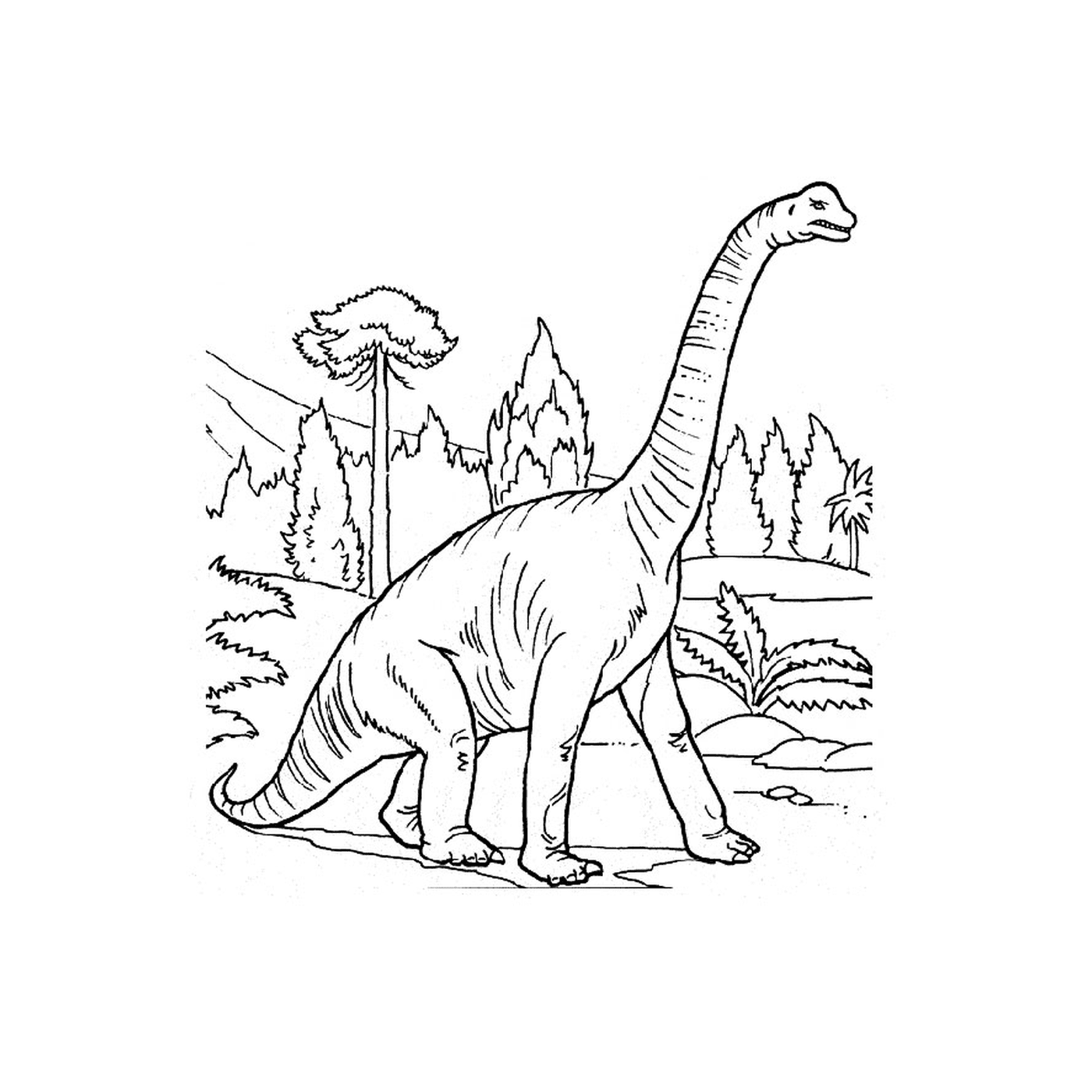  A dinosaur in a forest 