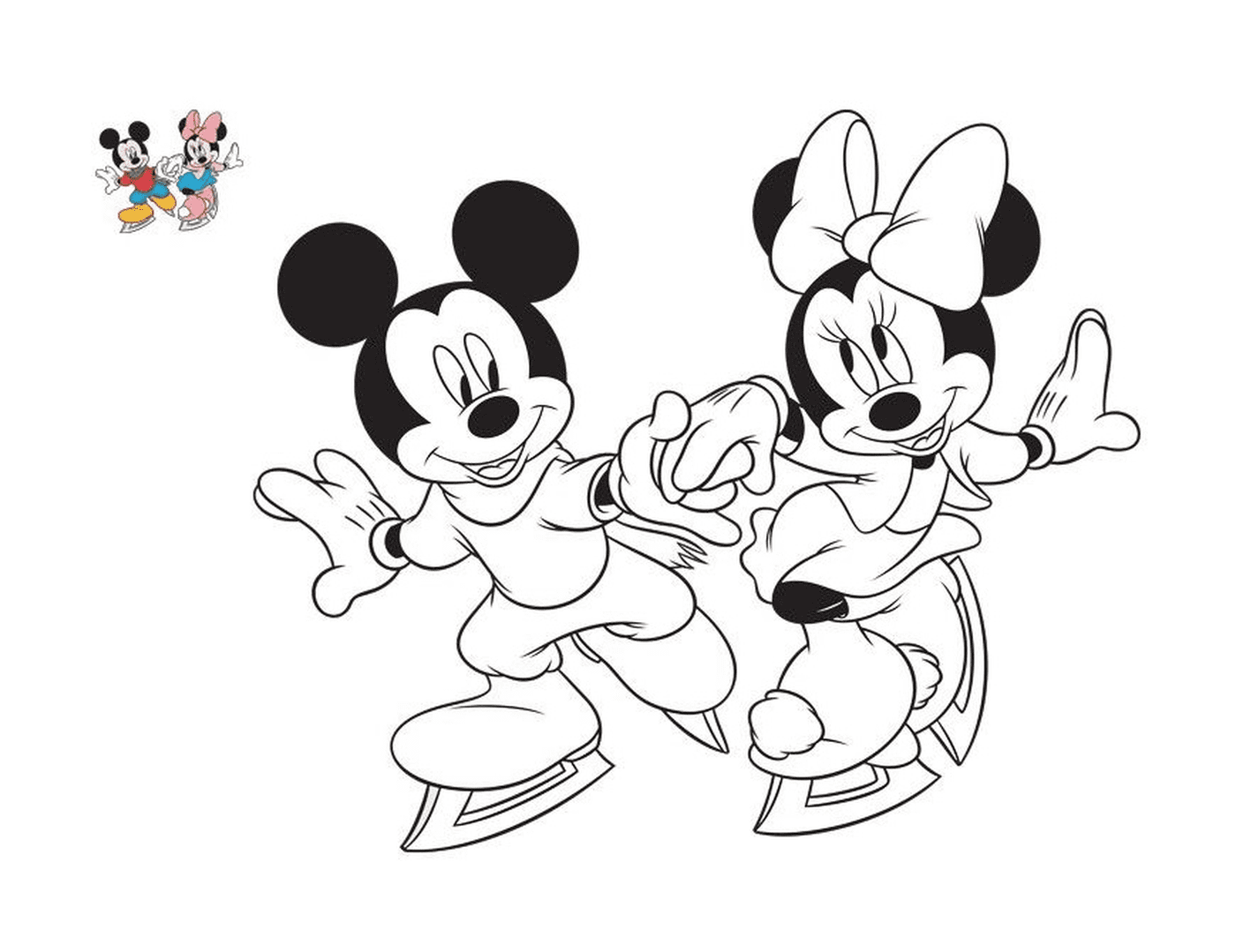  Mickey und Minnie in Schlittschuhen 