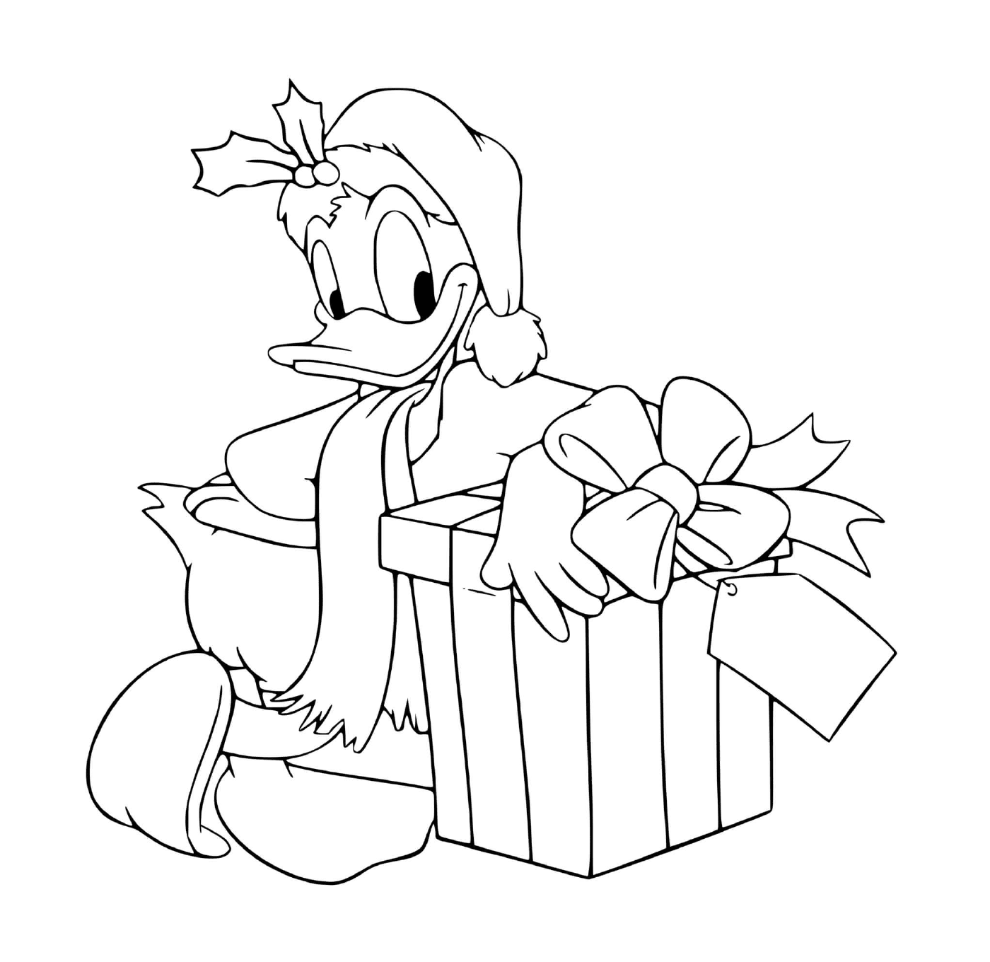  Donald next to a present 
