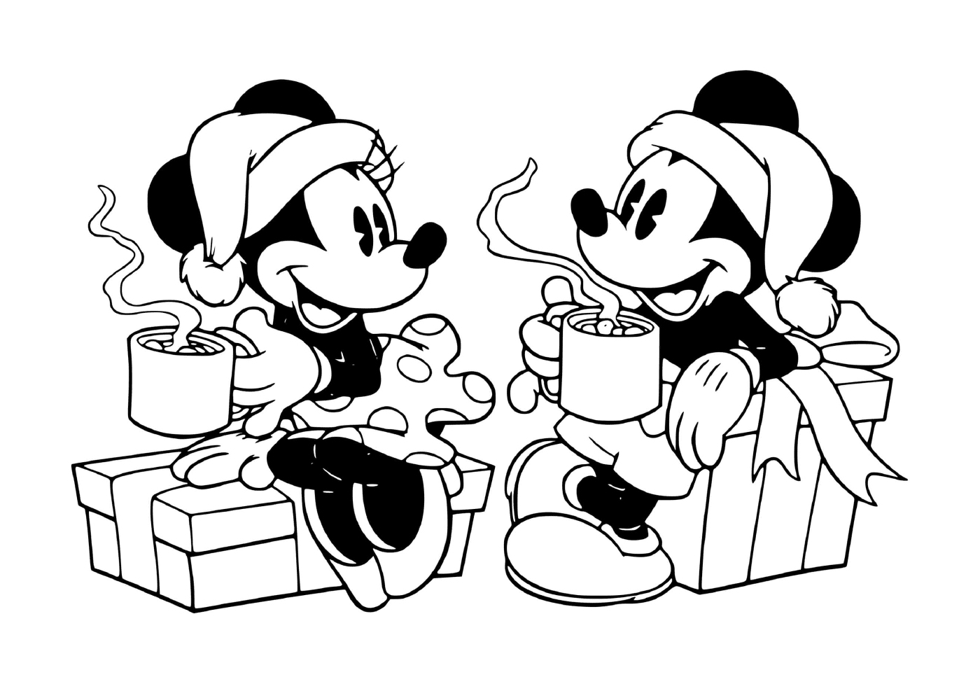  Mickey und Minnie nehmen heiße Schokolade 