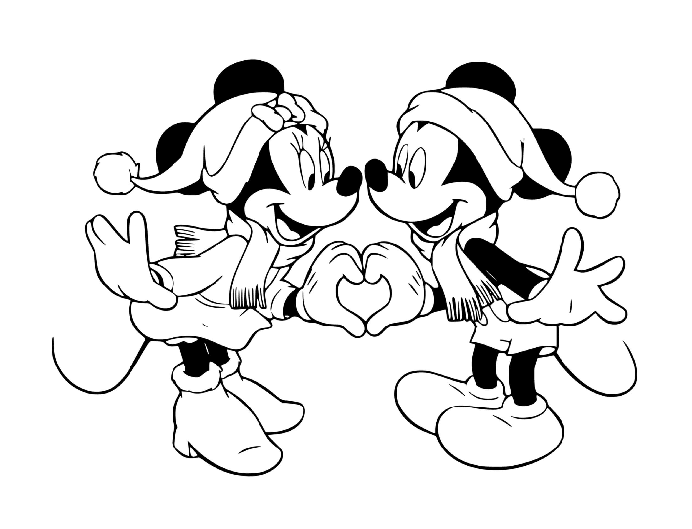  Mickey and Minnie form a heart 