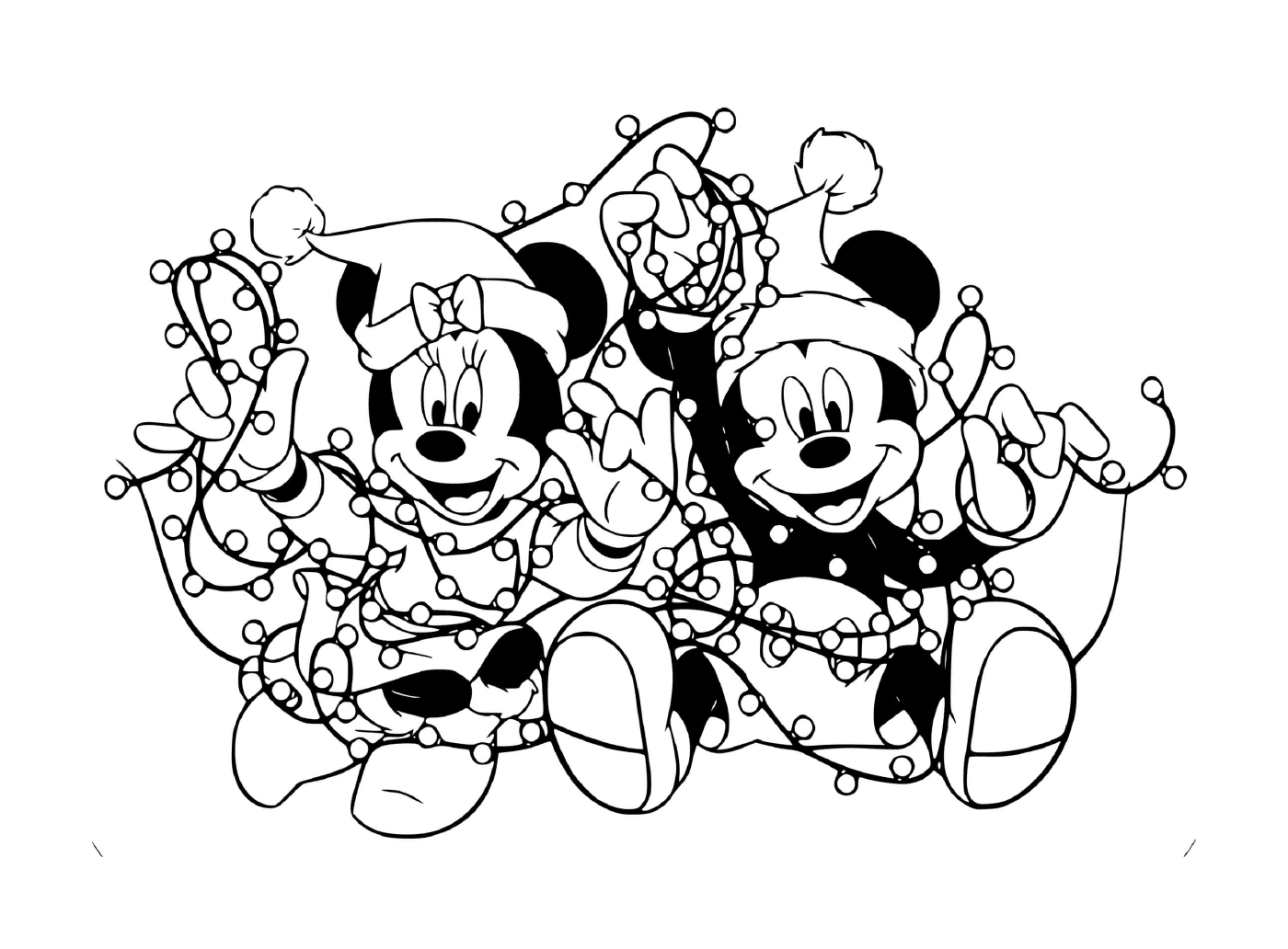  Mickey und Minnie verstrickten sich in die Lichter 