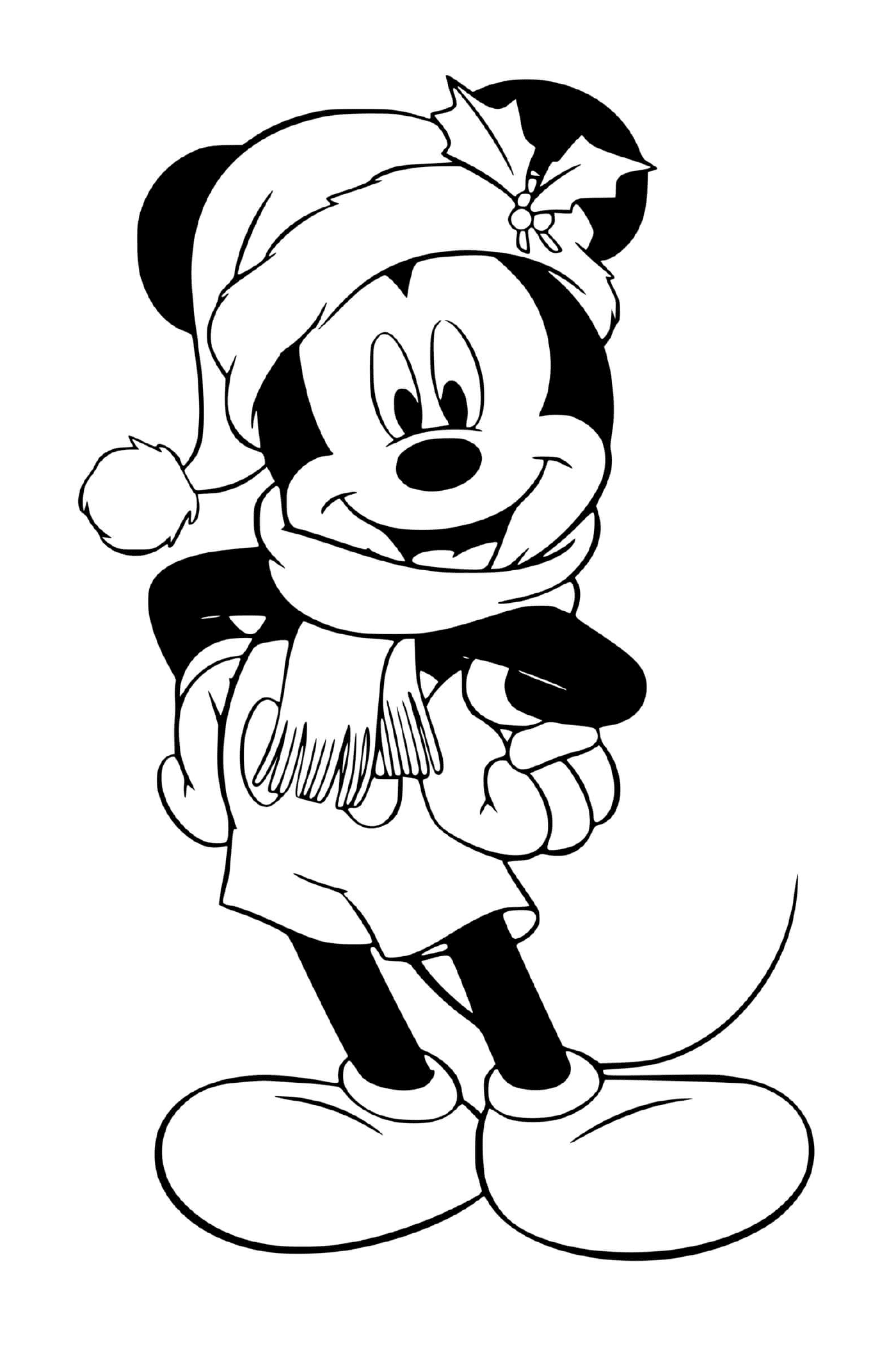  Mickey con un sombrero de Papá Noel 