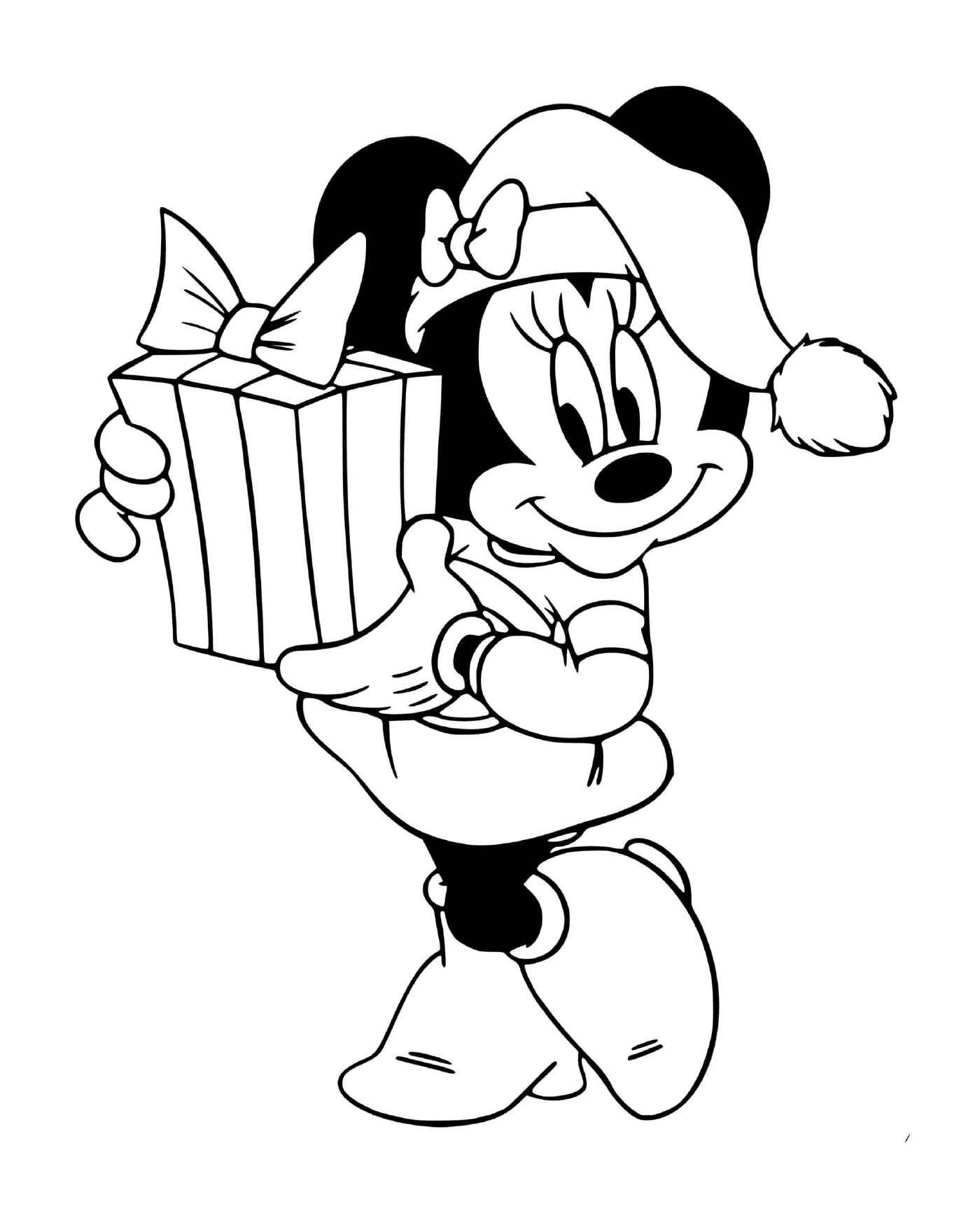 Minnie bietet ein Geschenk an Mickey 