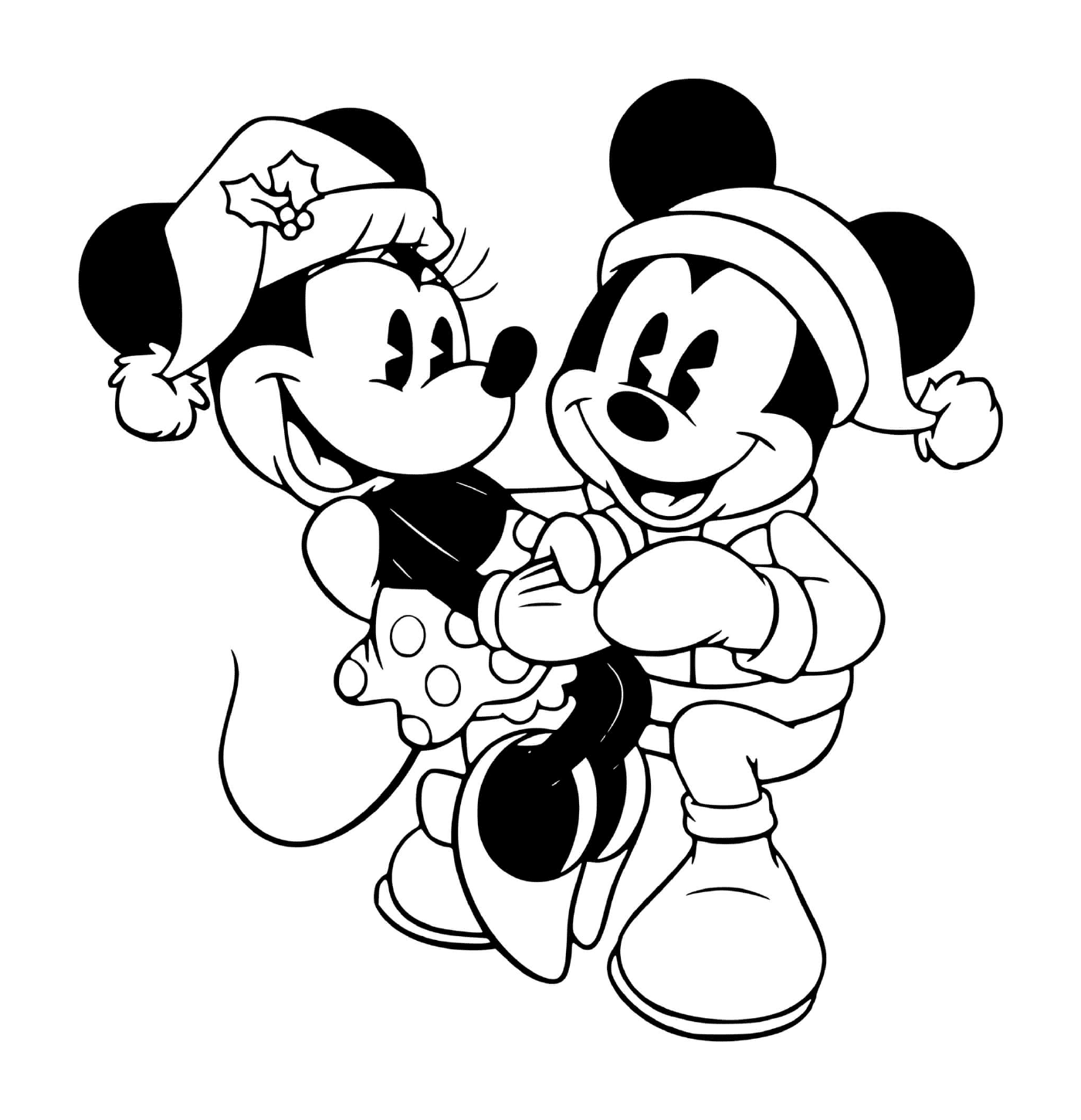  Minnie sentado sobre las rodillas de Mickey 