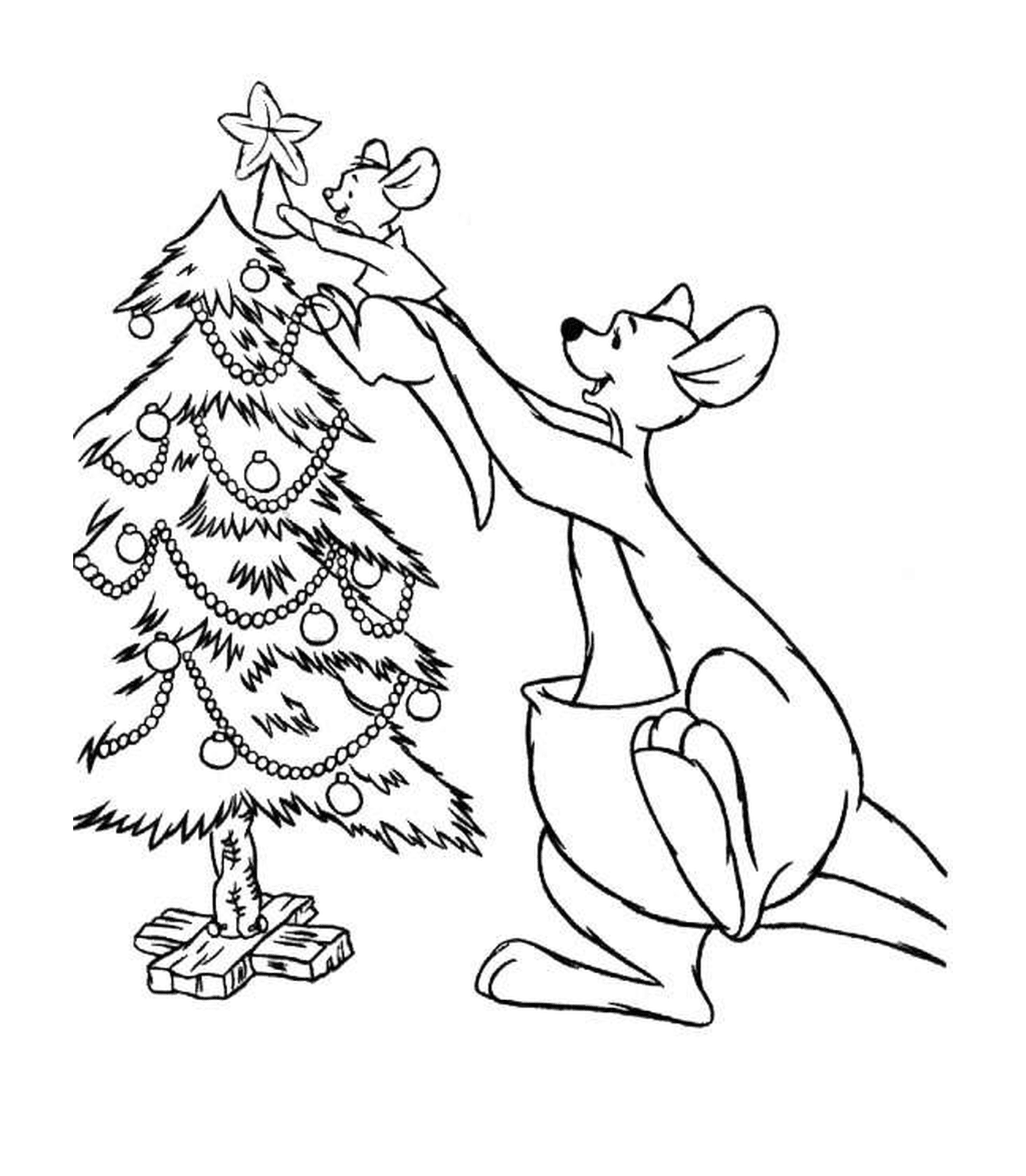  Hund schmückt Weihnachtsbaum 