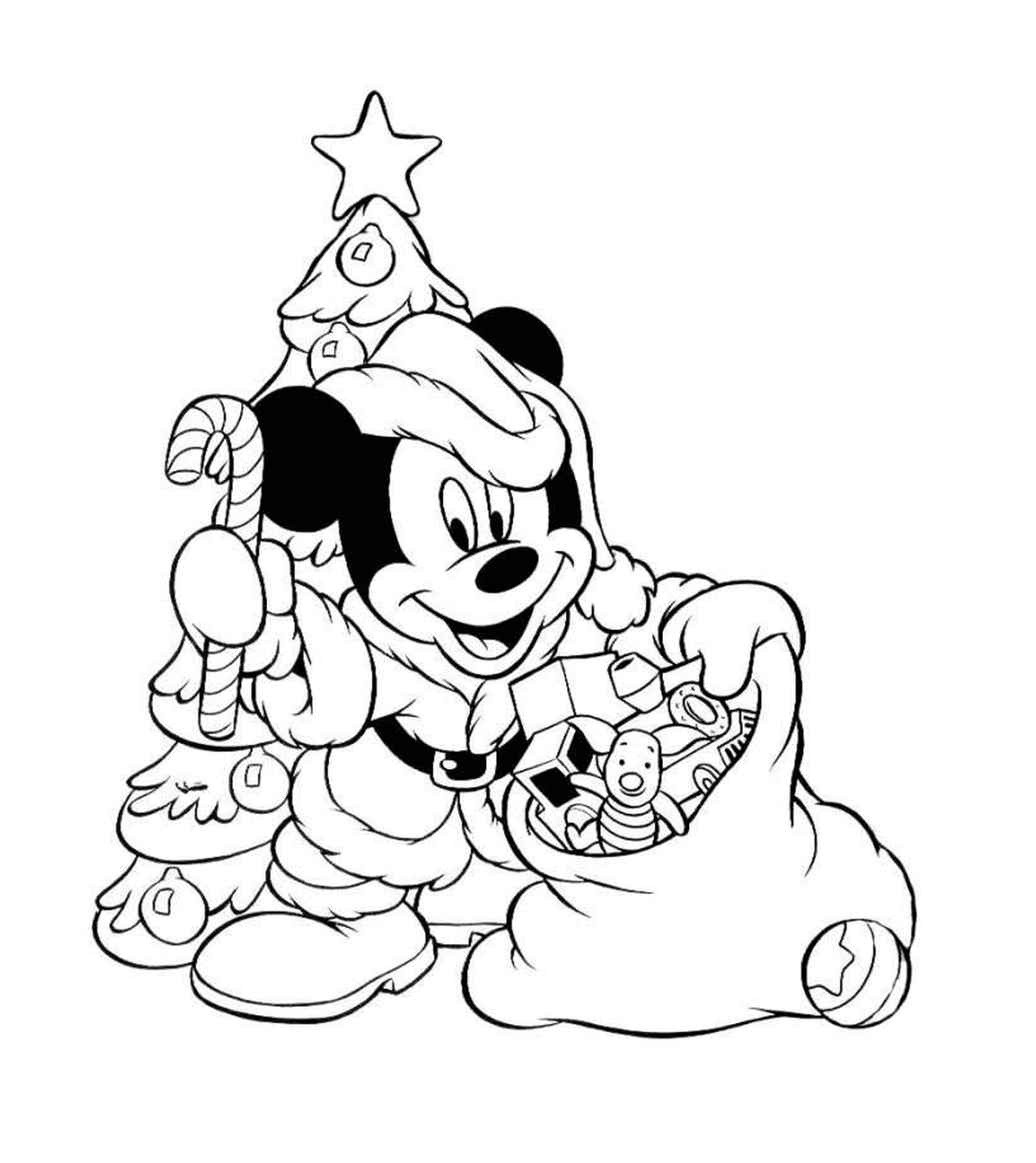 Mickey con árbol de Navidad 