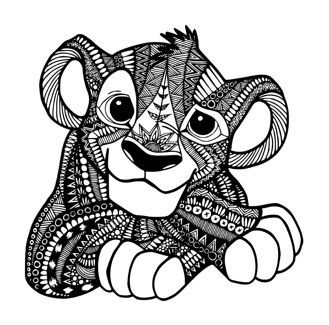  König der Löwen Simba in einem Mandala 