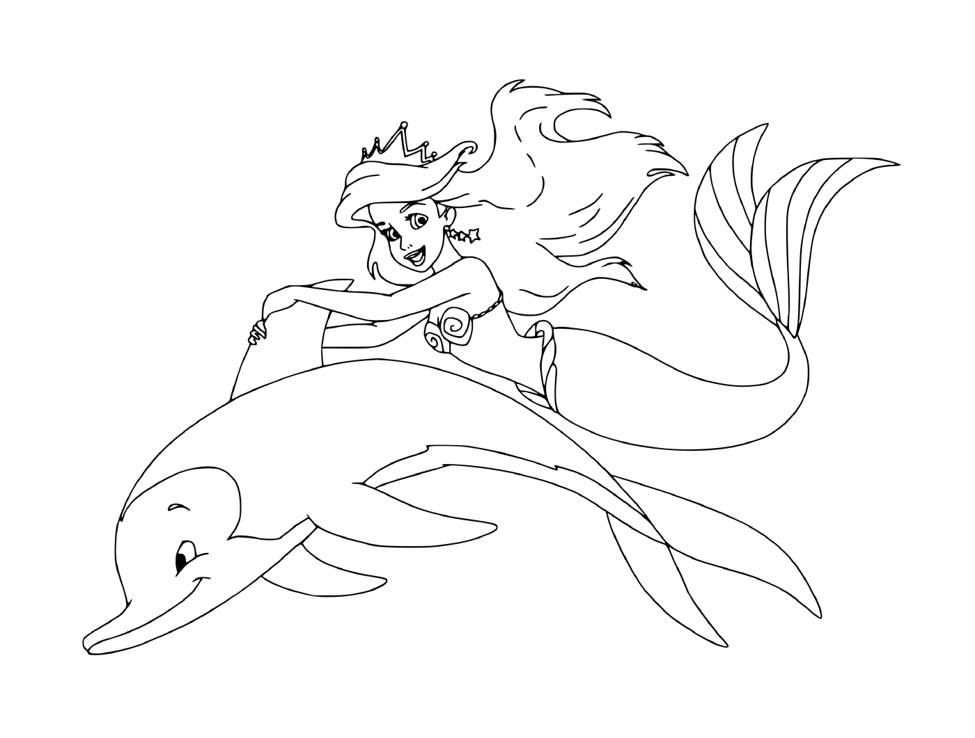  Sirenita Ariel en un delfín 