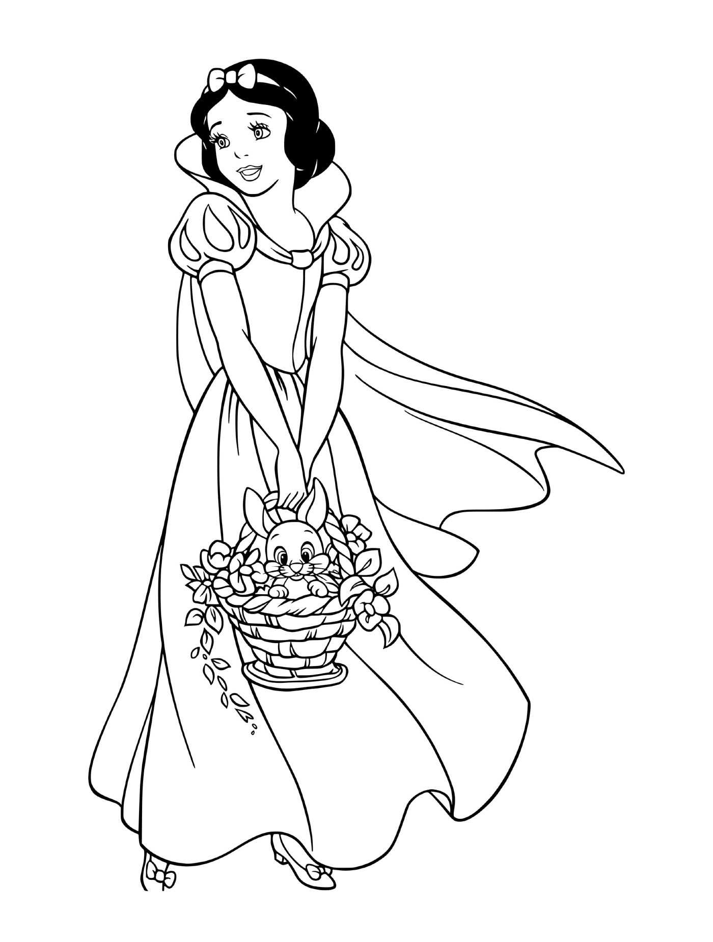  Princesa sosteniendo una cesta de flores en Blancanieves 