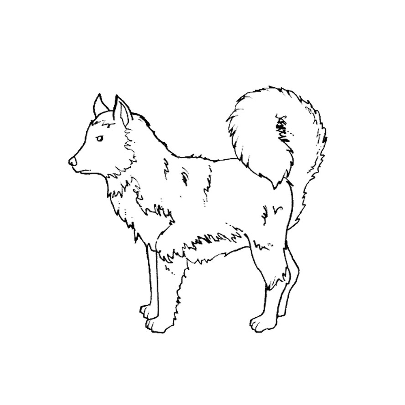  Un cucciolo husky in piedi sulle sue quattro gambe 