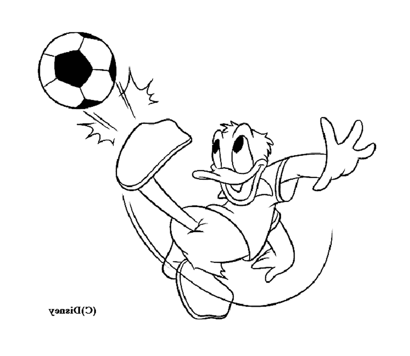  Donald juega al fútbol con entusiasmo 